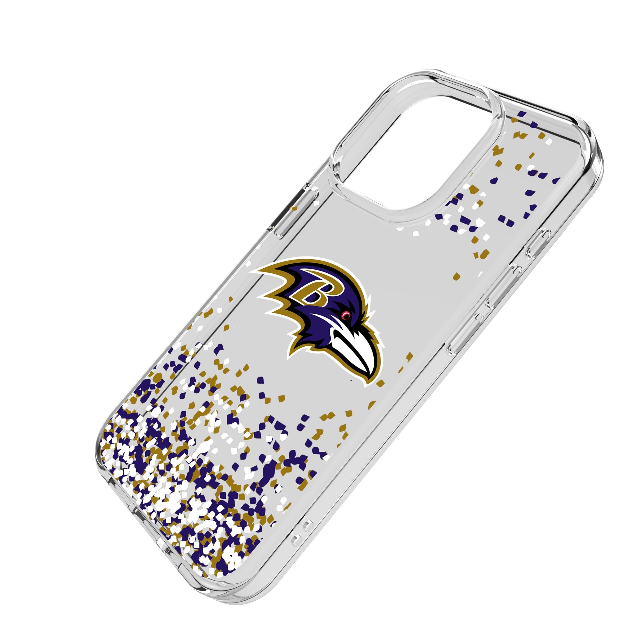 Baltimore Ravens Confetti Clear Phone Case for Apple iPhone - Durable Protective Cover for iPhone 14/13/12/11/XR/XS/X/8/7 - Perfect for Game Day, Parties & Everyday Use