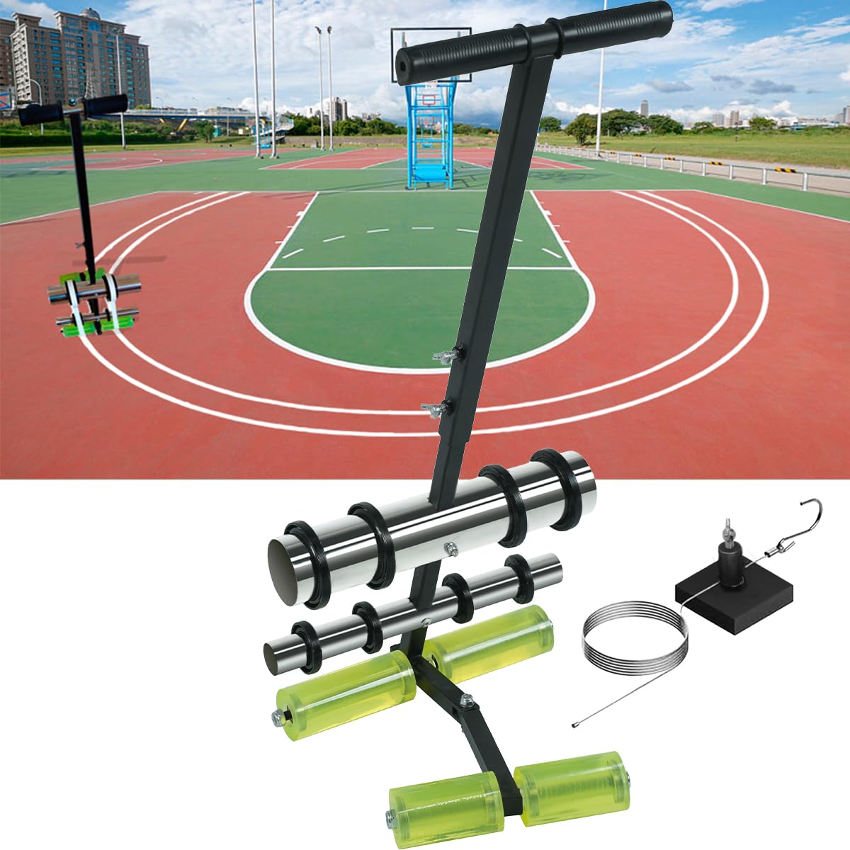Professional Playing Field Line Striping Machine & Basketball Court Marking Kit with Circle Drawing Tool - Upgraded Wide Floor Tape Applicator for Road Warning, Warehouse, Parking Lot | Perfect for Sports Courts, Industrial Safety & Parking Lot Marking