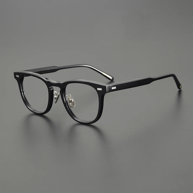 Black Unisex Square Acetate Eyeglasses Full Rim Frame - Stylish Reading Glasses for Men & Women - Perfect for Office, Reading & Fashion Accessories