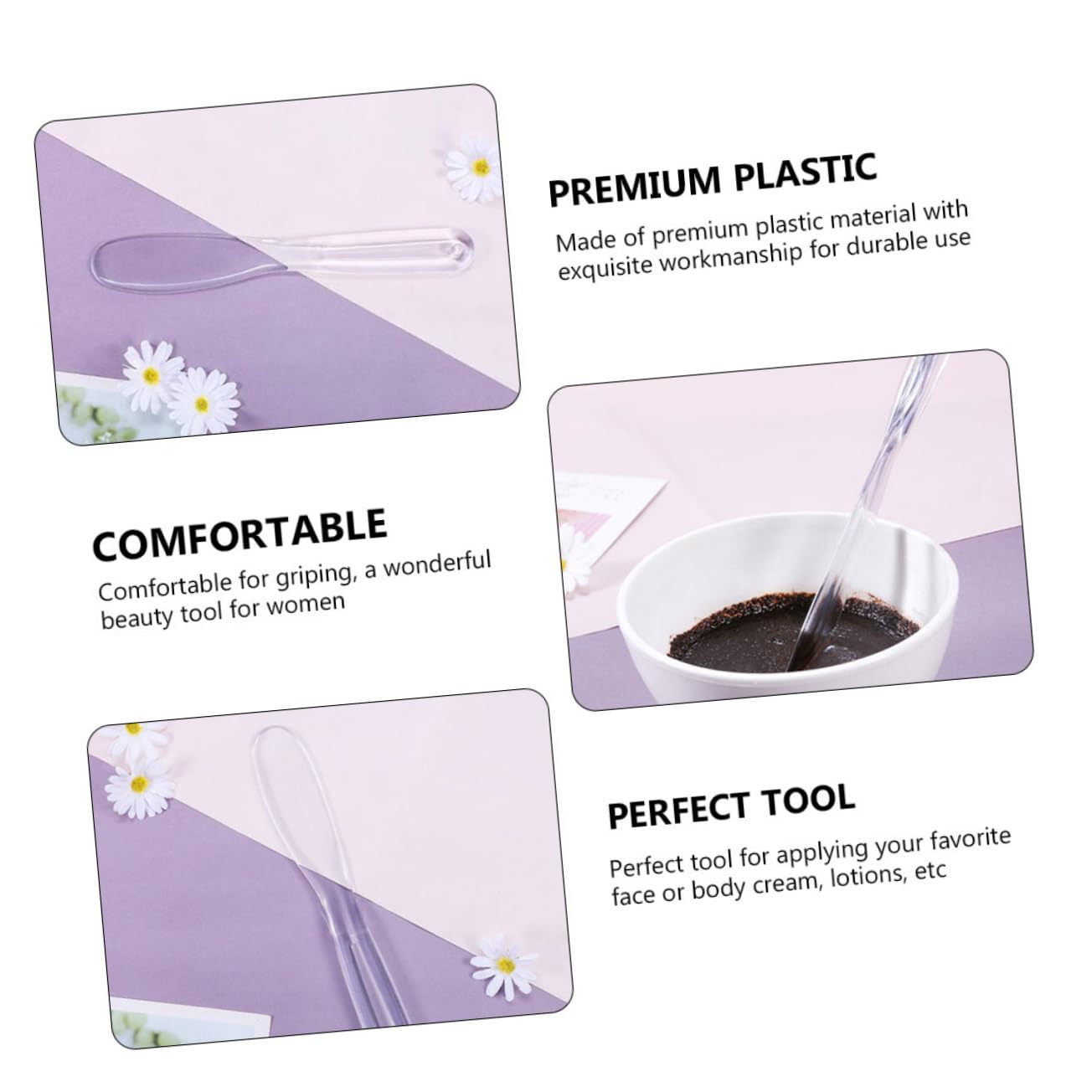 FRCOLOR 4pcs Reusable Plastic Makeup Mixing Spatulas - Eye Makeup Stirring Rod, Cosmetic Scoop & Skincare Tool for DIY Creams, Lotions & Foundations | Perfect for Makeup Artists, Beauty Enthusiasts & Home Skincare Routines