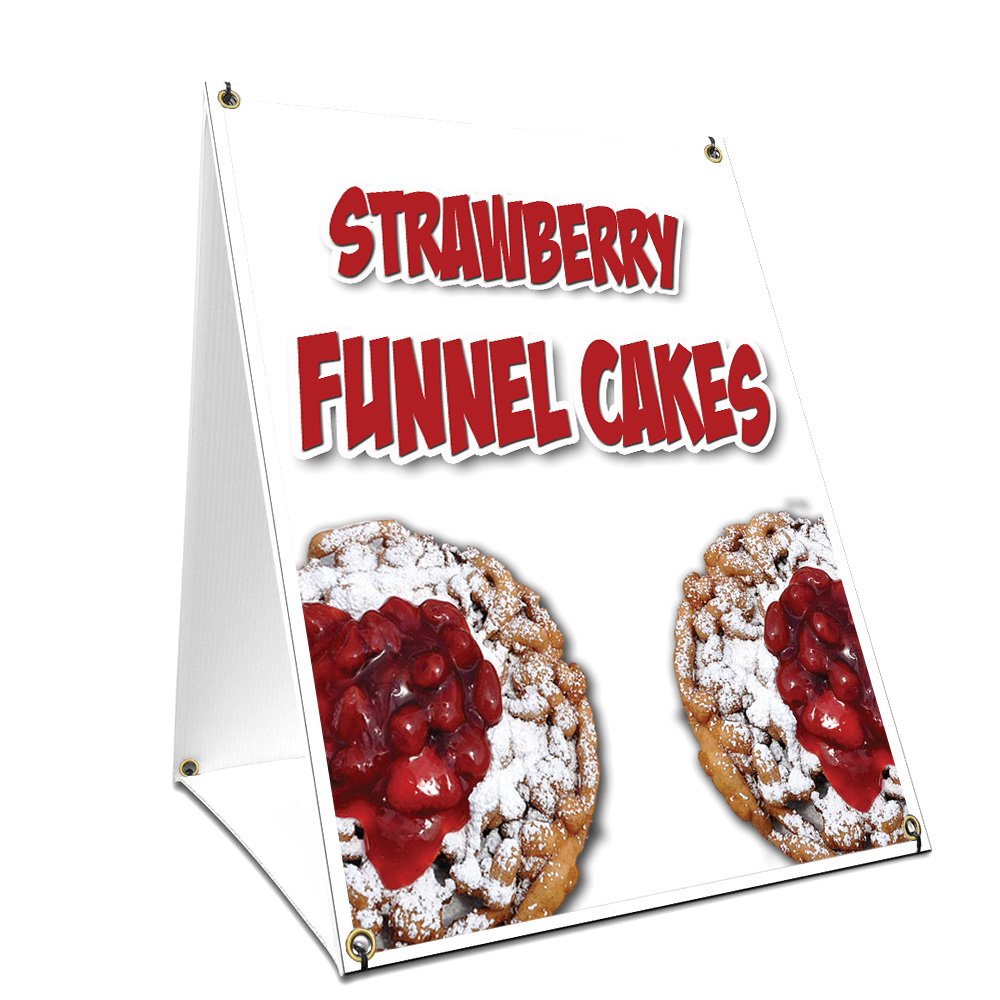 Vintage A-Frame Sidewalk Strawberry Funnel Cakes Sign - 18