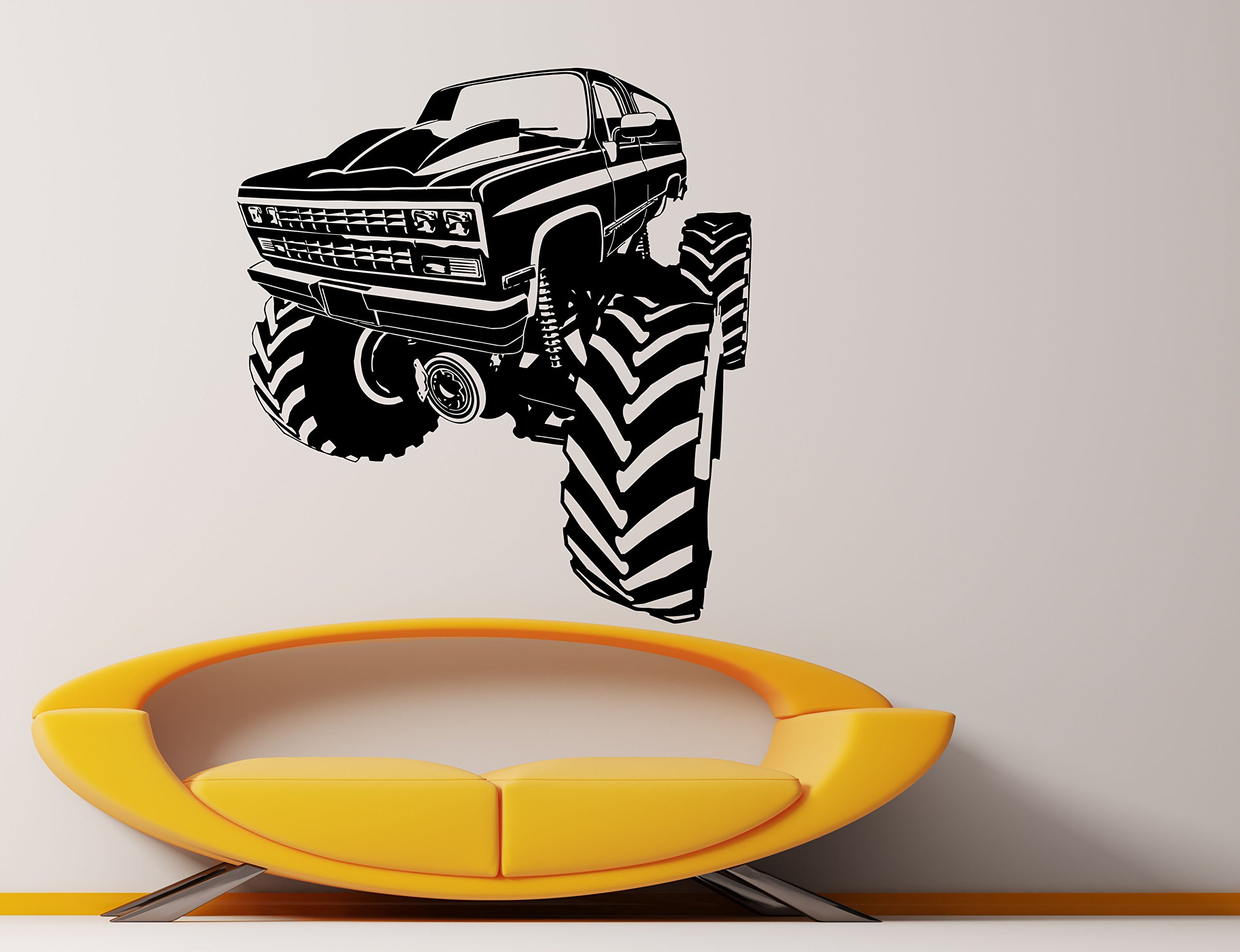 Monster Truck Wall Decal - Removable Vinyl Sticker for Kids Room Decor, Racing Car Art, Home & Office Decoration - Perfect for Boys Bedroom, Playroom & Garage Wall Art