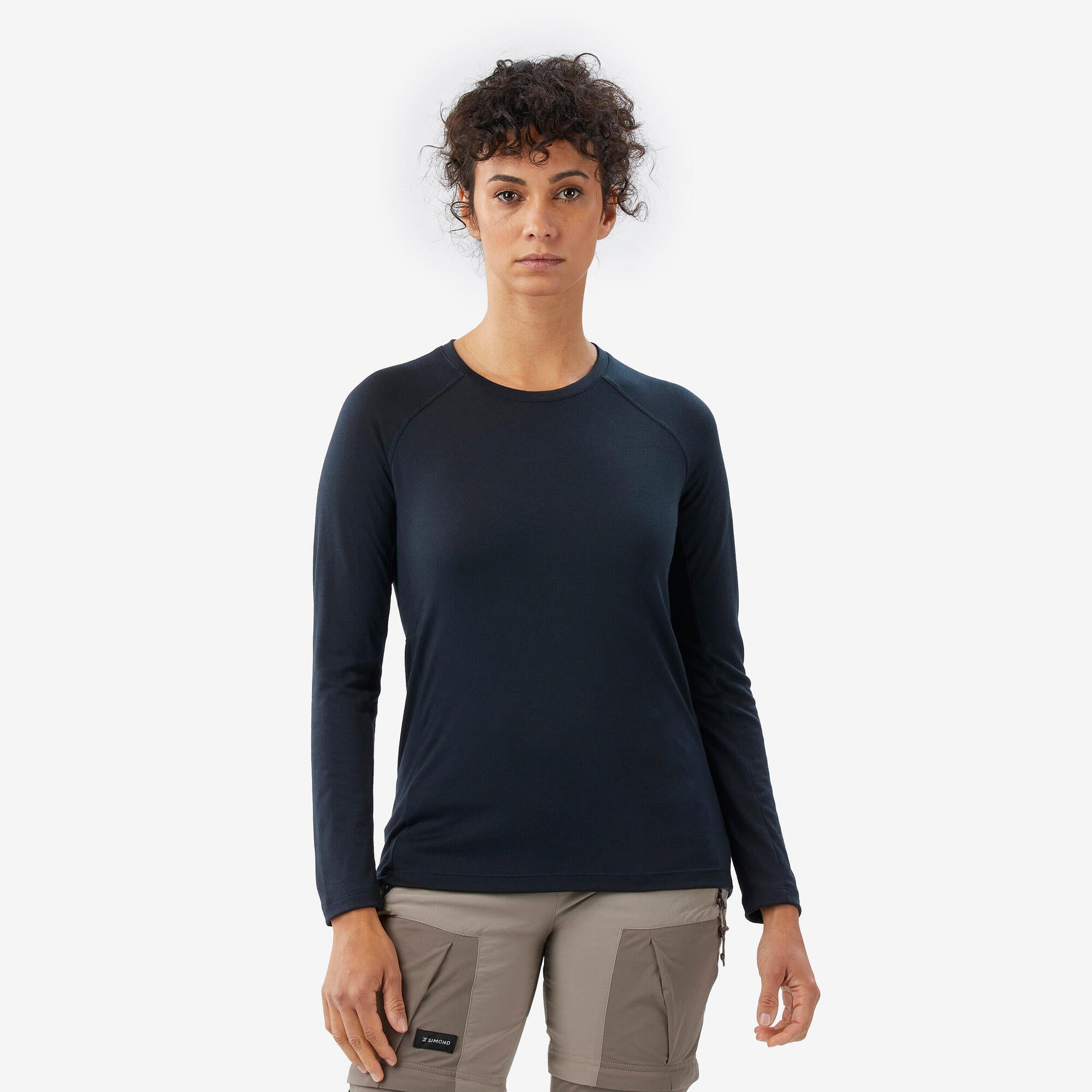 Simond Women's Merino Wool Long Sleeve T-Shirt - Soft Thermal Base Layer for Hiking, Skiing & Outdoor Activities