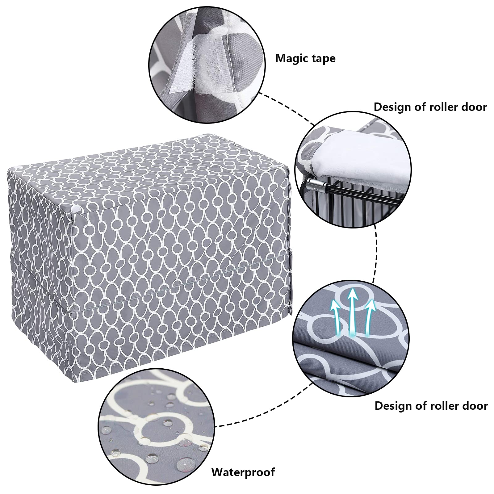 Durable 42 Inch Dog Crate Cover for Wire Kennels - Easy On/Off Adjustable Pet Crate Cover, Fits Most 42
