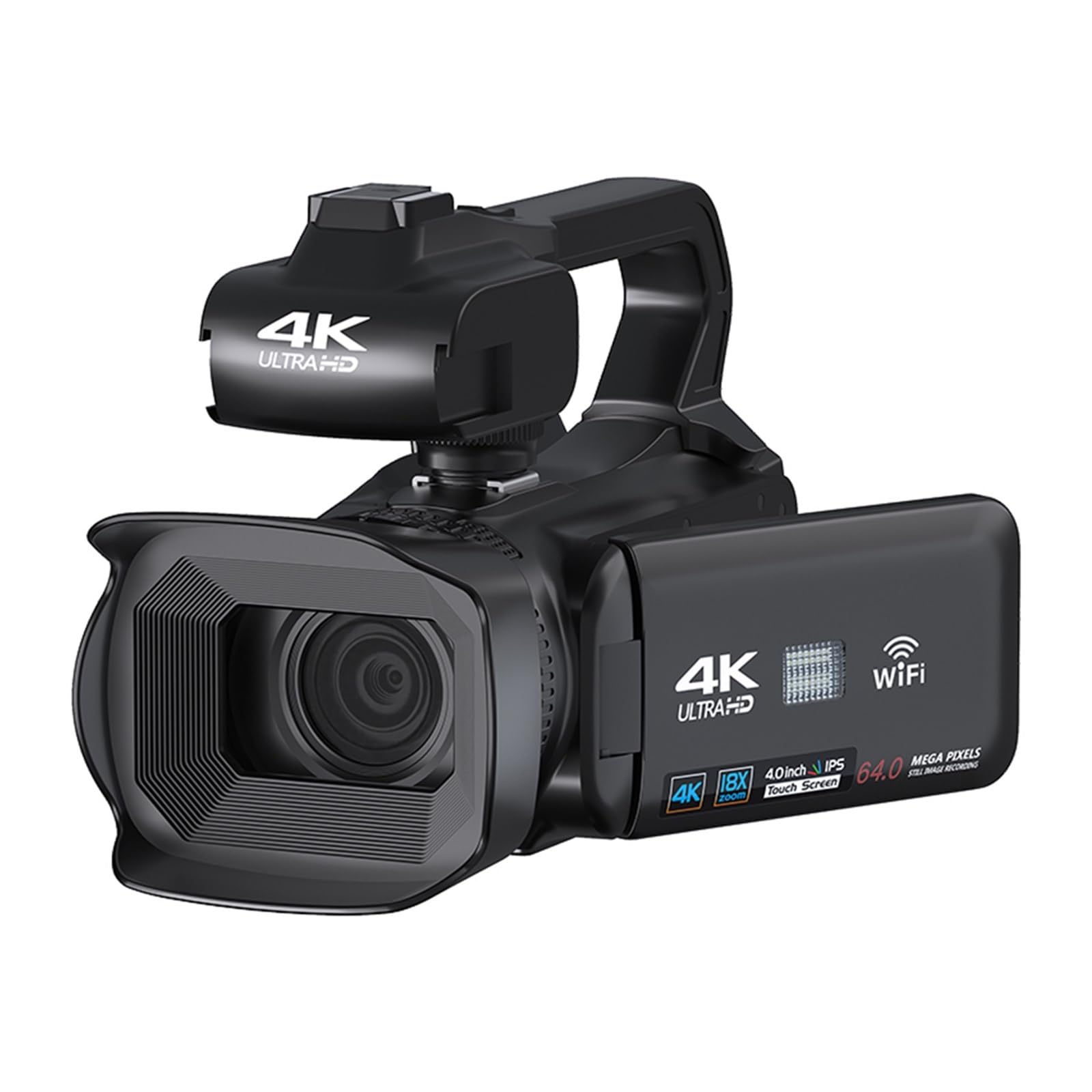 4K 64MP Digital Video Camera with 18X Auto Focus - Full HD Camcorder for Streaming, Vlogging, YouTube & Webcam Photography (No SD Card Included) - Perfect for Live Streaming, Travel Vlogging & Online Classes
