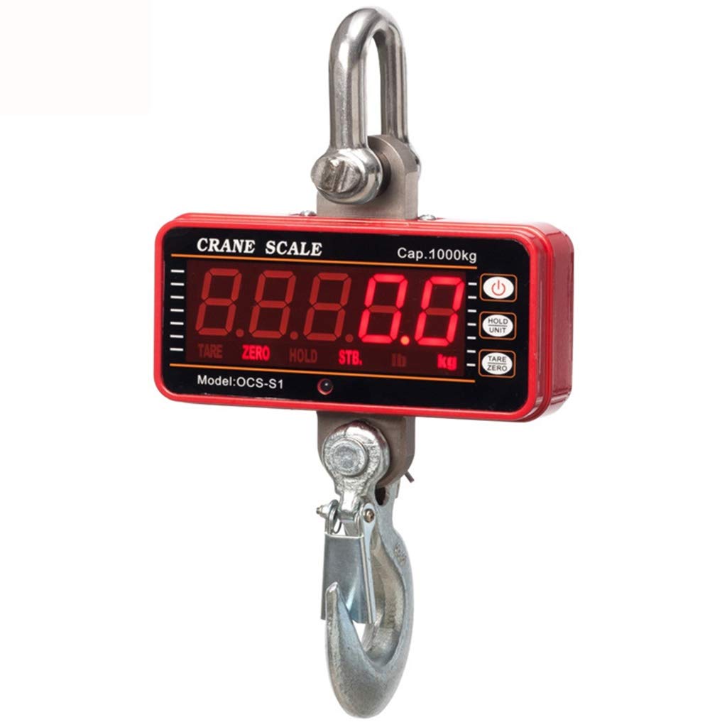 LHHL 500kg Portable Digital Crane Scale with LED Display - Aluminum Alloy Hanging Scale for Hunting, Fishing, Farm & Luggage Weighing (Red) | Perfect for Outdoor Adventures, Warehouse & Industrial Use
