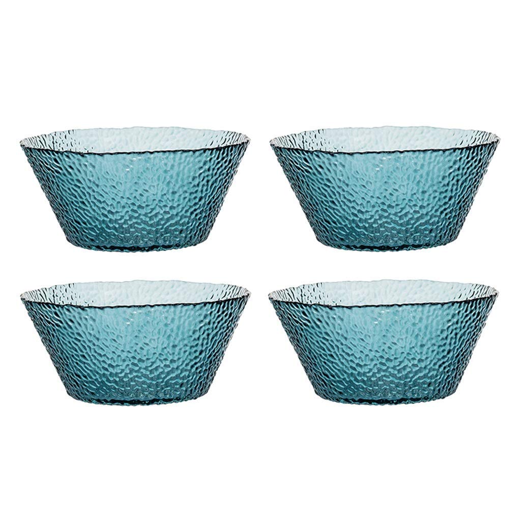 Colorful Stackable Glass Mixing Bowls Set of 4 (1.6L) - Mini Prep Bowls, Salad Bowls & Dinner Plates for Appetizers, Creative Tableware for Kitchen, Dining & Entertaining