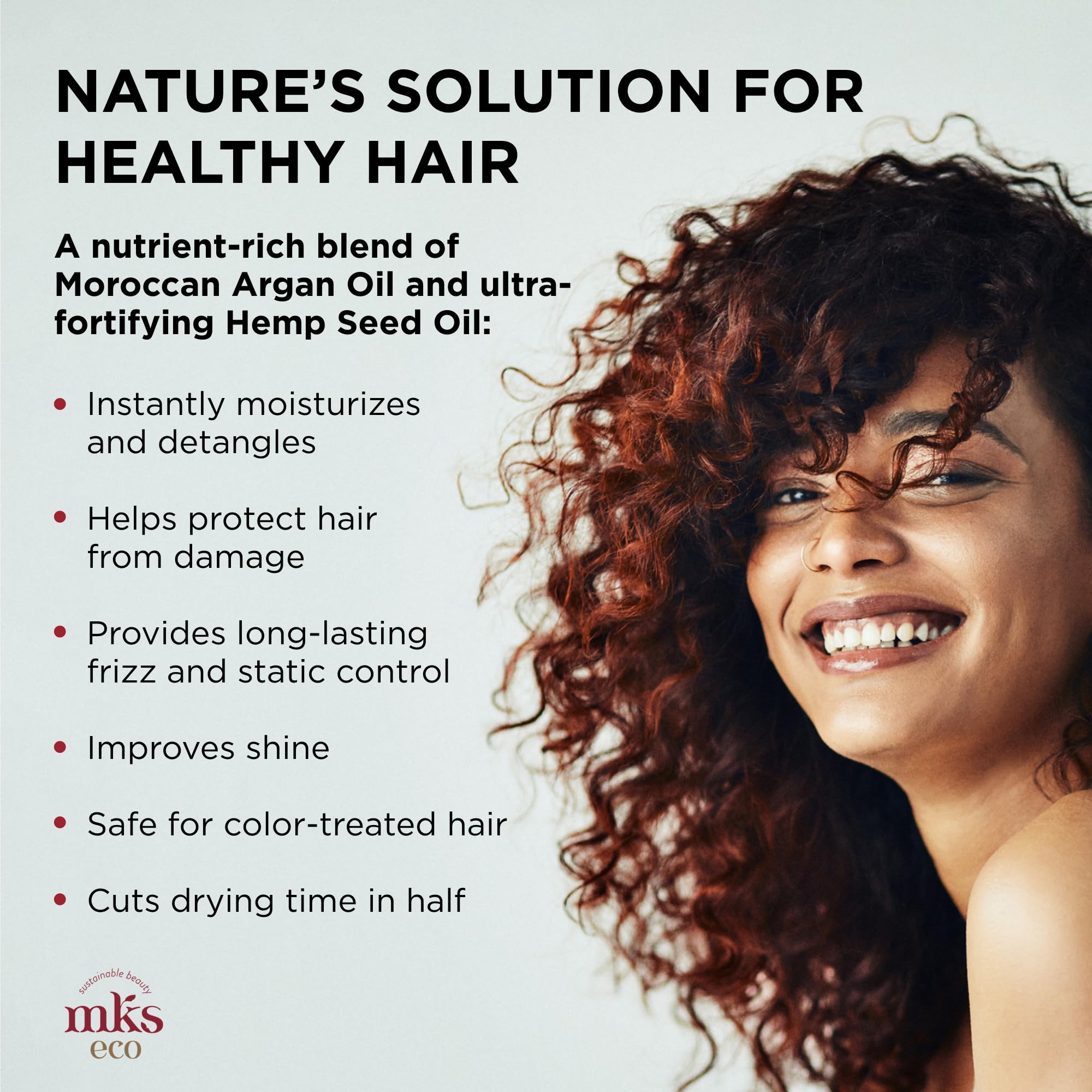 MKS eco X Leave-In Hair Treatment & Detangler with Moroccan Argan Oil & Hemp Seed Oil - Vegan, Cruelty Free Hair Care for Dry, Damaged Hair - Perfect for Daily Frizz Control & Post-Shower Detangling