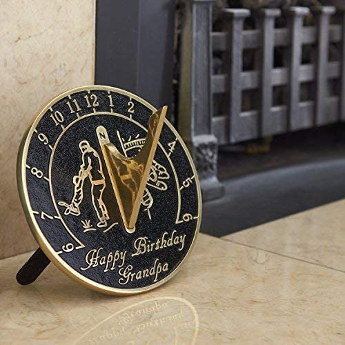 Happy Birthday Grandpa Sundial Gift - Unique Garden Decor & Personalized Birthday Present from Grandson, Granddaughter or Grandkids - Perfect Outdoor Ornament for Father's Day, Retirement or Special Occasions
