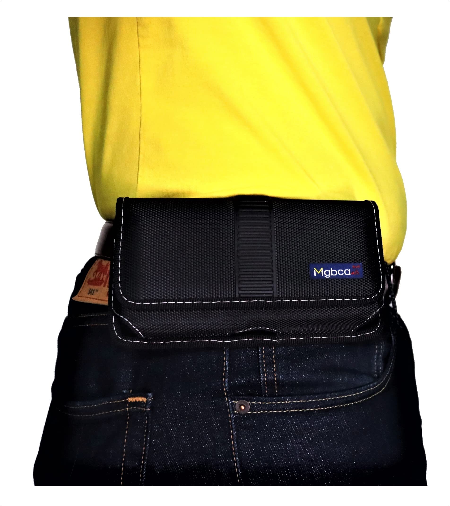 Durable Nylon Phone Holster Pouch for Samsung Galaxy S25/S24/S23/S22/S21+ Plus (2024) with Secure Belt Loop Clip & Magnetic Closure - Fits with Phone Case - XX-Large Black Horizontal - Perfect for Outdoor Activities, Work, Hiking, and Travel