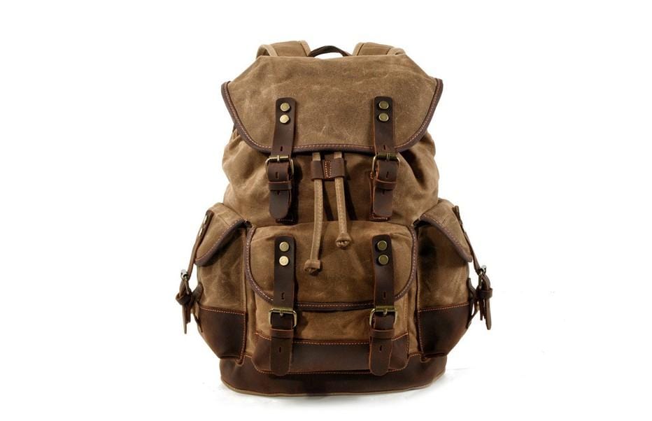 Durable Army Green Waxed Canvas Backpack Purse for Women - Stylish & Water-Resistant Daypack for Work, Travel & Outdoor Adventures