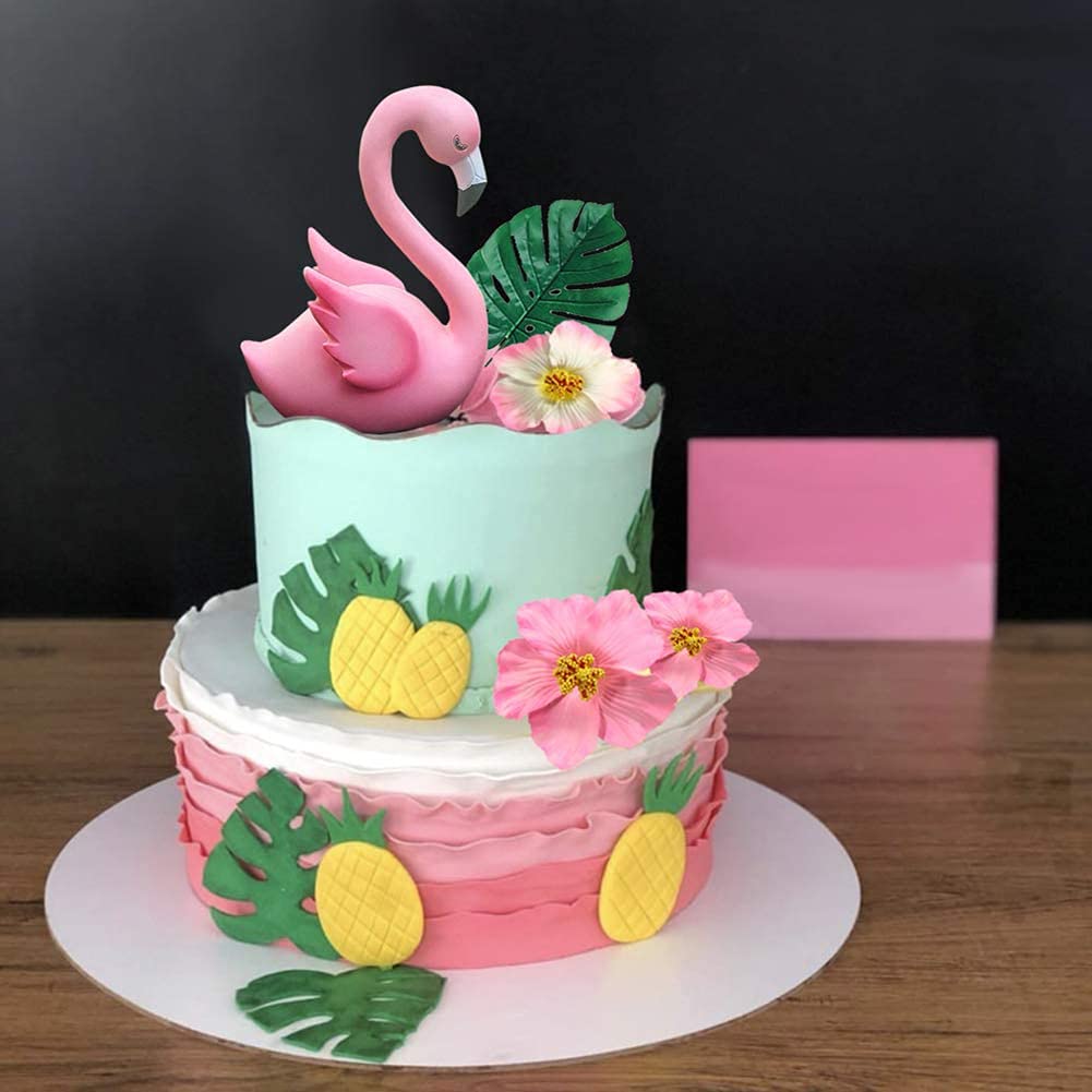 4 PCS Flamingo Cake Toppers - Tropical Hawaiian Luau Birthday Party Decorations for Cakes, Cupcakes & Desserts - Perfect for Beach Themed Parties, Baby Showers & Summer Celebrations