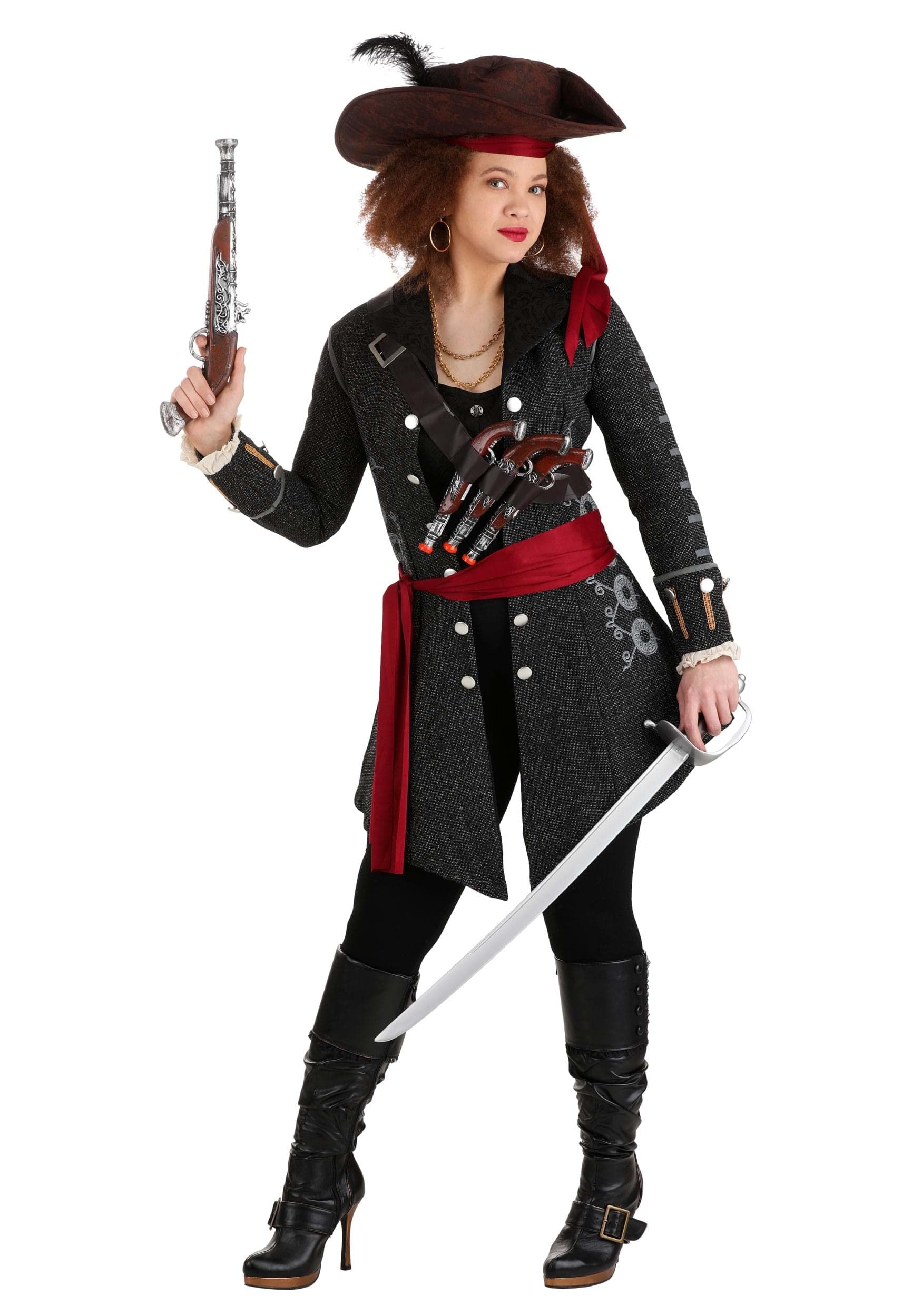 Women's Fearless Pirate Costume Set with Hat - Halloween, Cosplay & Themed Party Outfit - Perfect for Pirate-Themed Events, Renaissance Fairs & Costume Parties