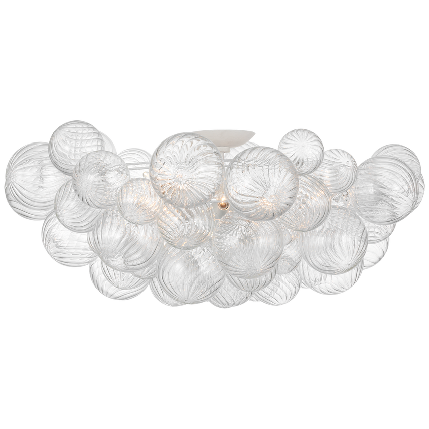 Amelia 38 Inch Flush Mount Ceiling Light Fixture - White Plaster Finish for Living Room, Bedroom, or Hallway Lighting
