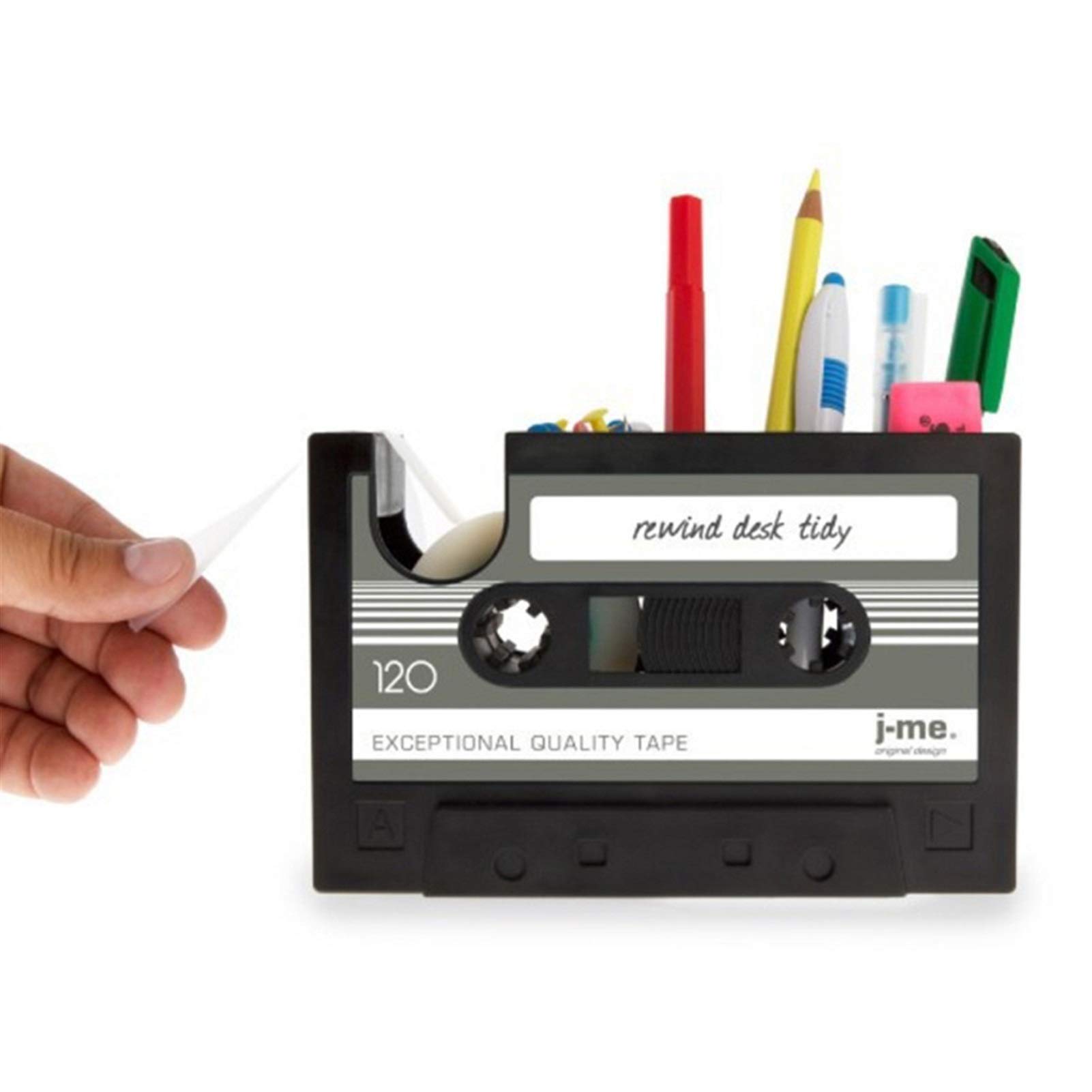 Vintage Cassette Tape Pen Holder & Pencil Organizer - Retro Desk Storage Cup with Built-in Tape Cutter for Office, School & Craft Stationery Supplies | Perfect for Writers, Artists & Students