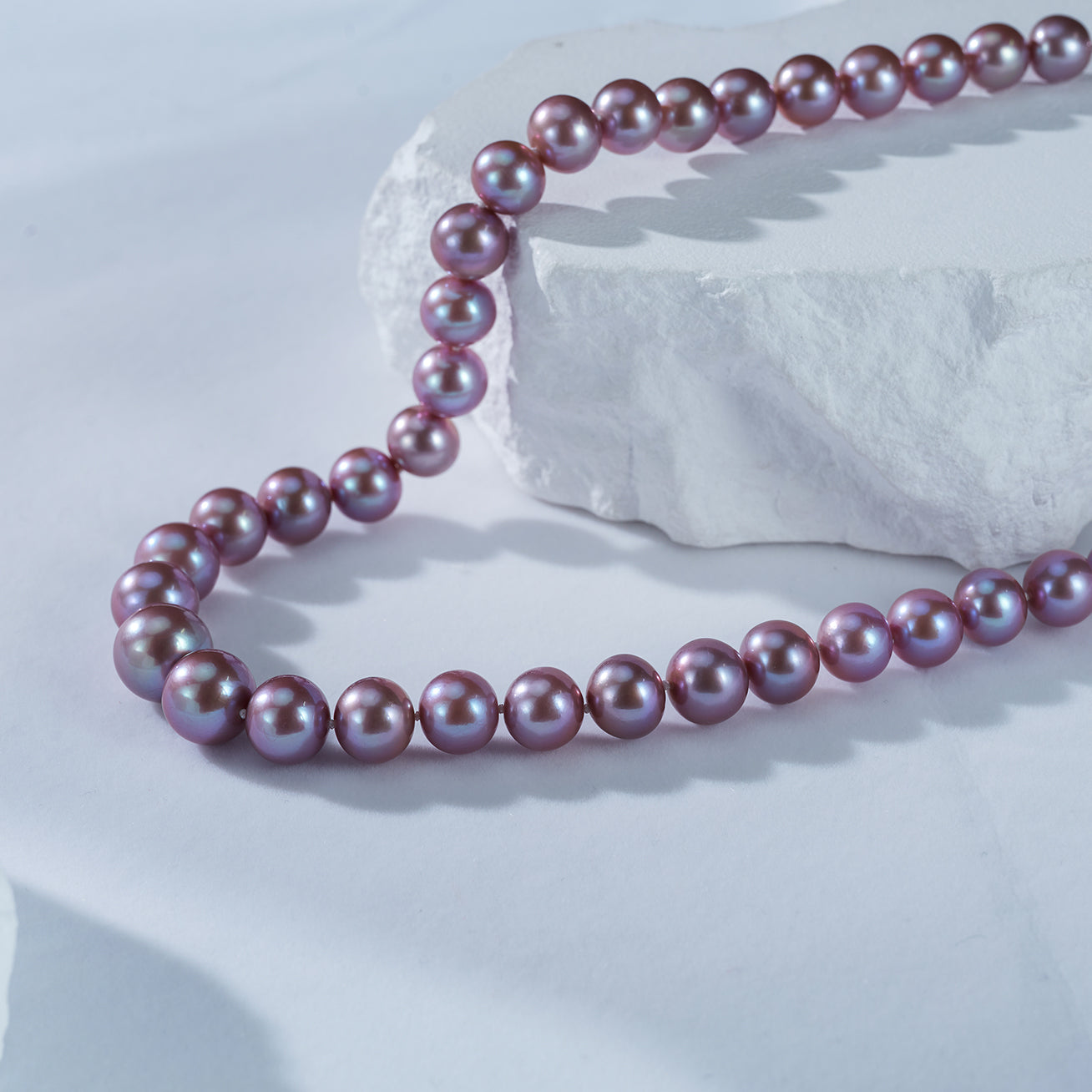 18K Gold Plated Edison Pearl Necklace - Purple Lustre Pearl Jewelry for Women, Elegant Gift for Wedding, Party & Special Occasions