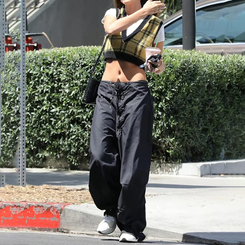 Women's Baggy Cargo Pants - Low Waist Loose Wide Leg Joggers with Drawstrings | Streetwear Sweatpants for Casual Wear, Hip Hop Fashion & Outdoor Activities