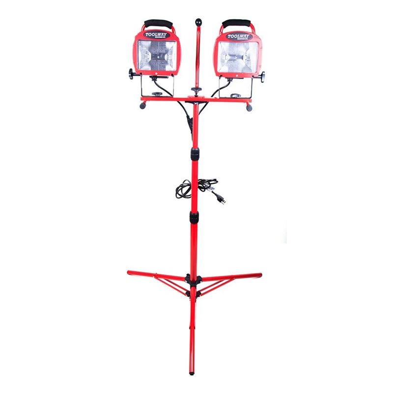 4-Level Adjustable Twin Halogen Work Light with Tripod Stand - Perfect for Construction Sites, Auto Repair, and DIY Home Projects
