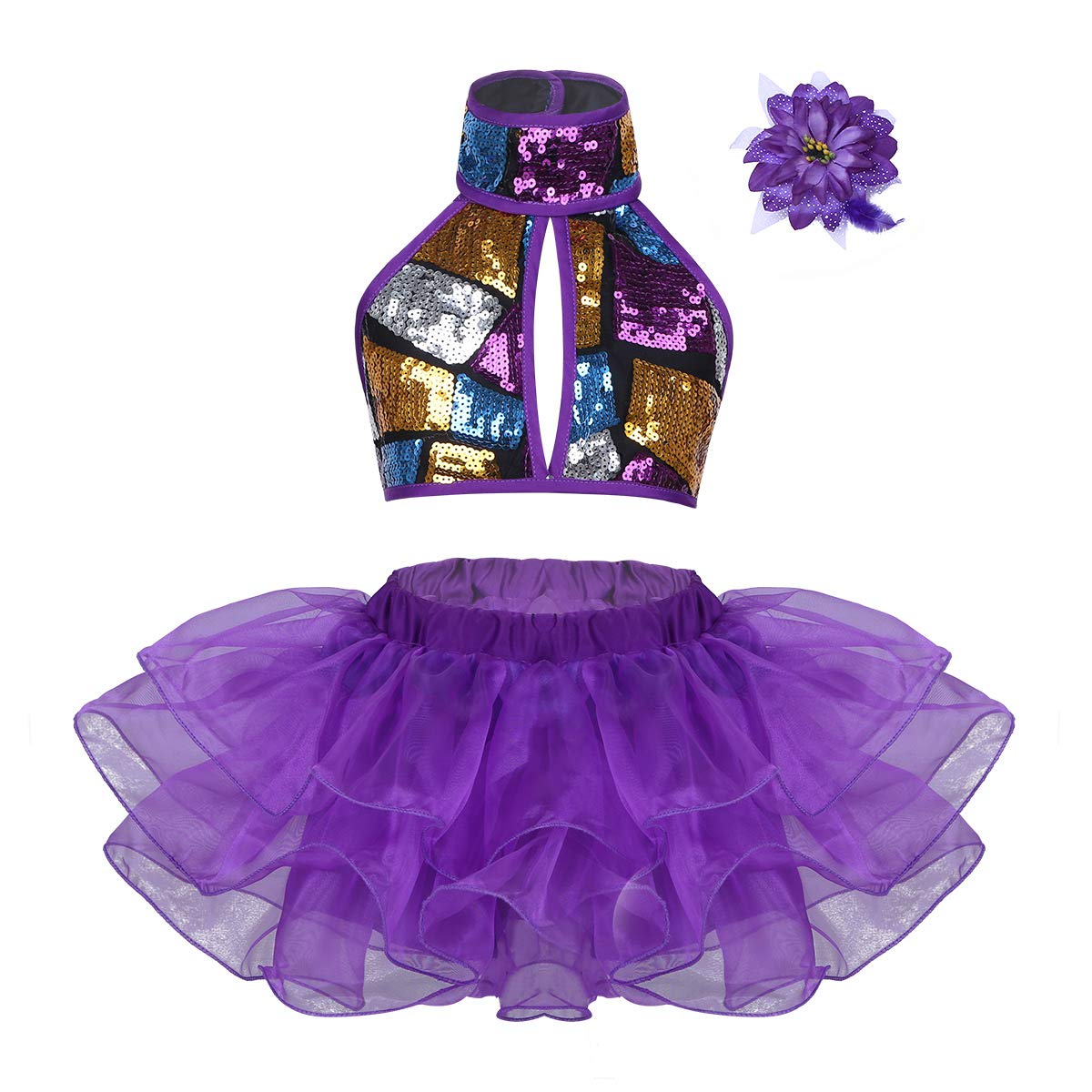 ACSUSS Kids Girls Sequins Ballet Tutu Dress Leotard - Sparkly Dance Costume for Jazz, Modern, Stage Performance & Recital