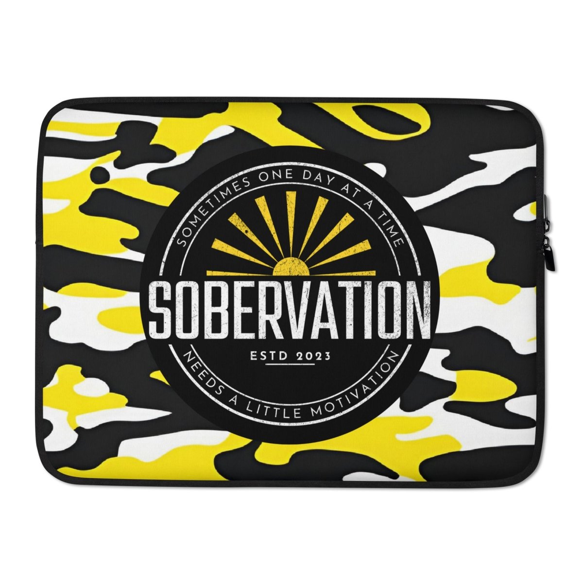 Sobervation Yellow Camo Laptop Sleeve - Waterproof 13-15 Inch Laptop Case with Shockproof Protection | Perfect for Work, School & Travel Accessories