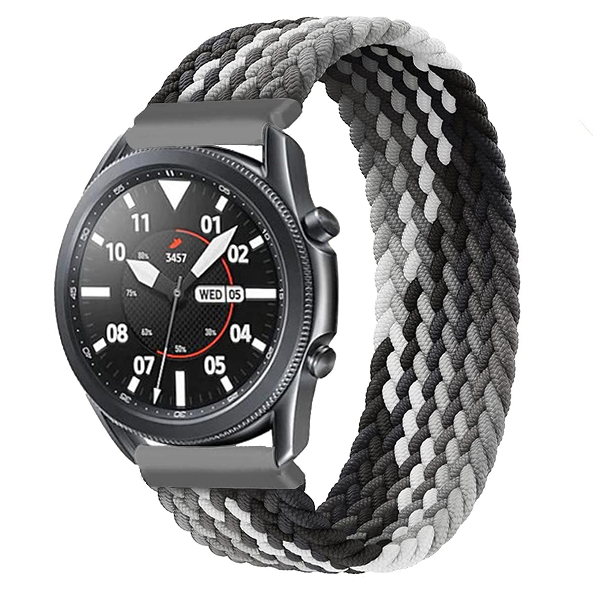 Stretchy Braided Solo Loop Band Compatible for Samsung Galaxy Watch 3 45mm/Galaxy Watch 46mm - 22mm Elastic Sport Strap Woven Band for Huawei Watch 2 Classic - Comfortable & Durable for Workouts & Daily Wear