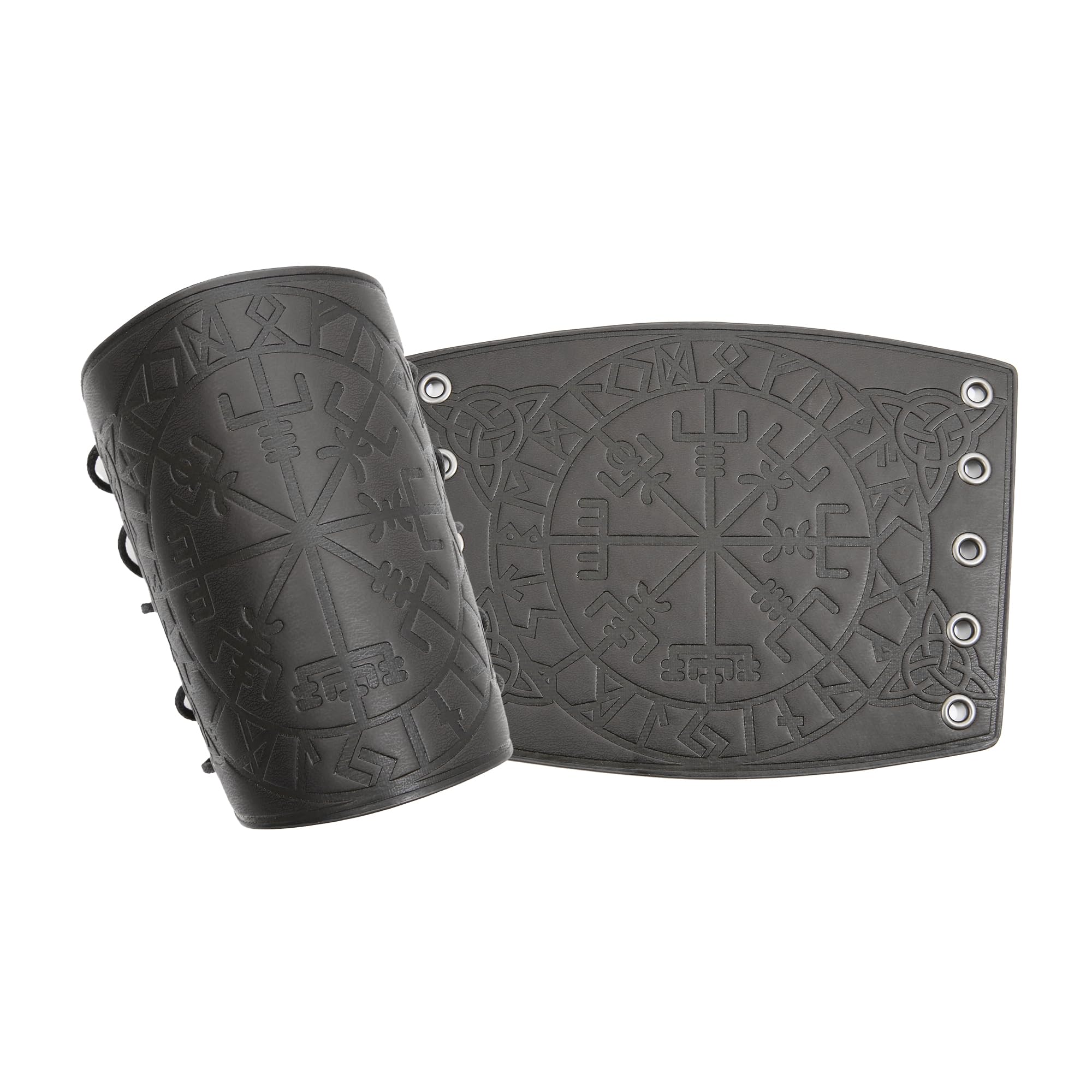 Viking Leather Bracers Armor Set - Medieval Leather Arm Guards for Men & Women - 2 Pack Handmade Leather Wrist Cuffs - Perfect for LARP, Cosplay, Renaissance Fairs & Viking Reenactments