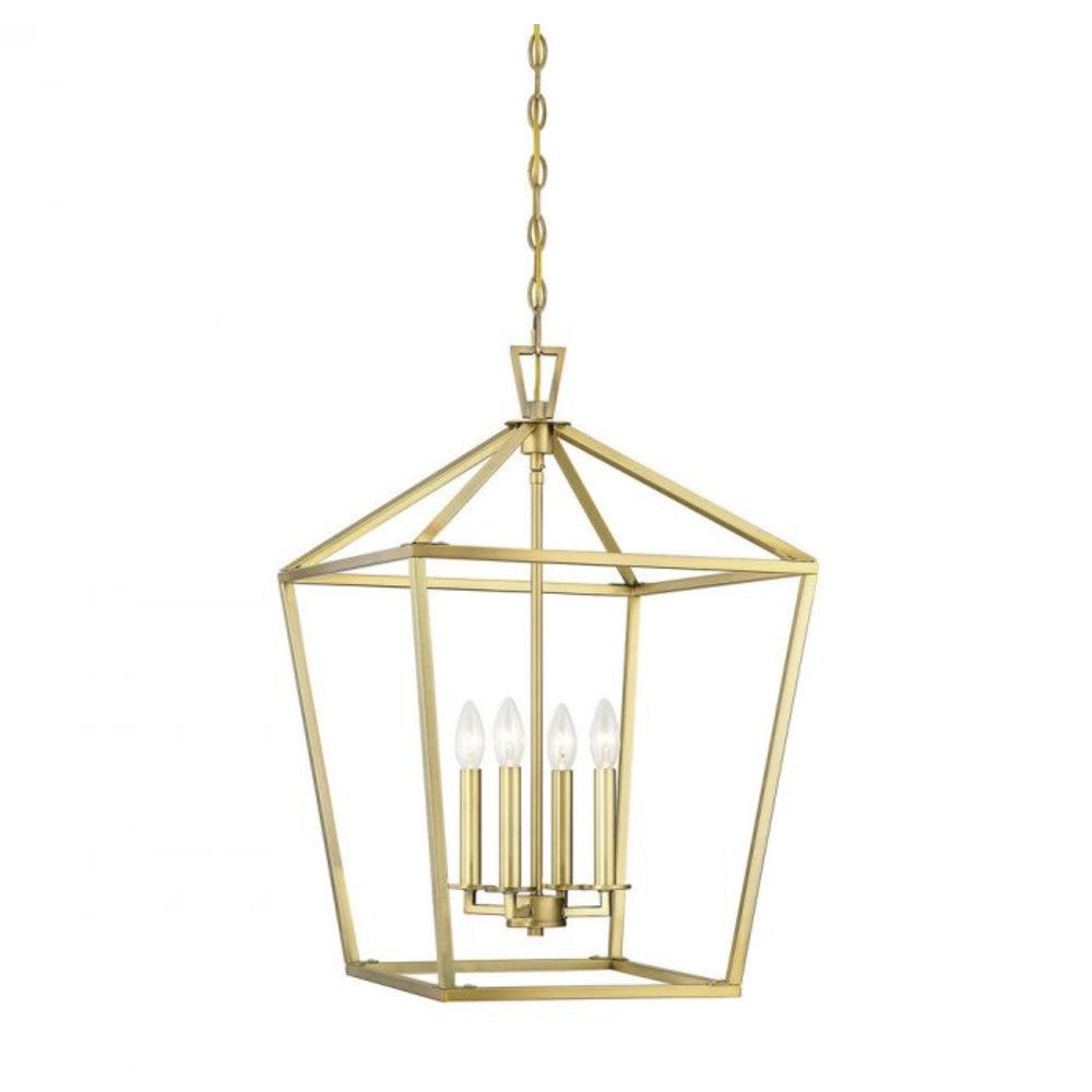Luther 4-Light Chandelier for Foyer Entryway - Modern Crystal Ceiling Light Fixture for Hallway, Staircase & Dining Room - Elegant Home Decor Lighting