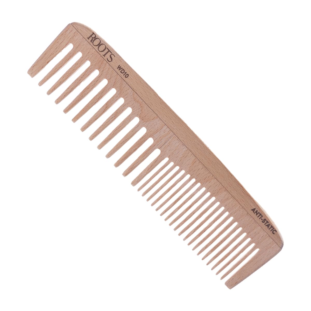 Roots Wooden Dressing Comb for Men & Women - Wide Thin Rounded Teeth Design for Damage-Free Hair Care - Perfect for Daily Styling, Detangling & Scalp Massage - WD10