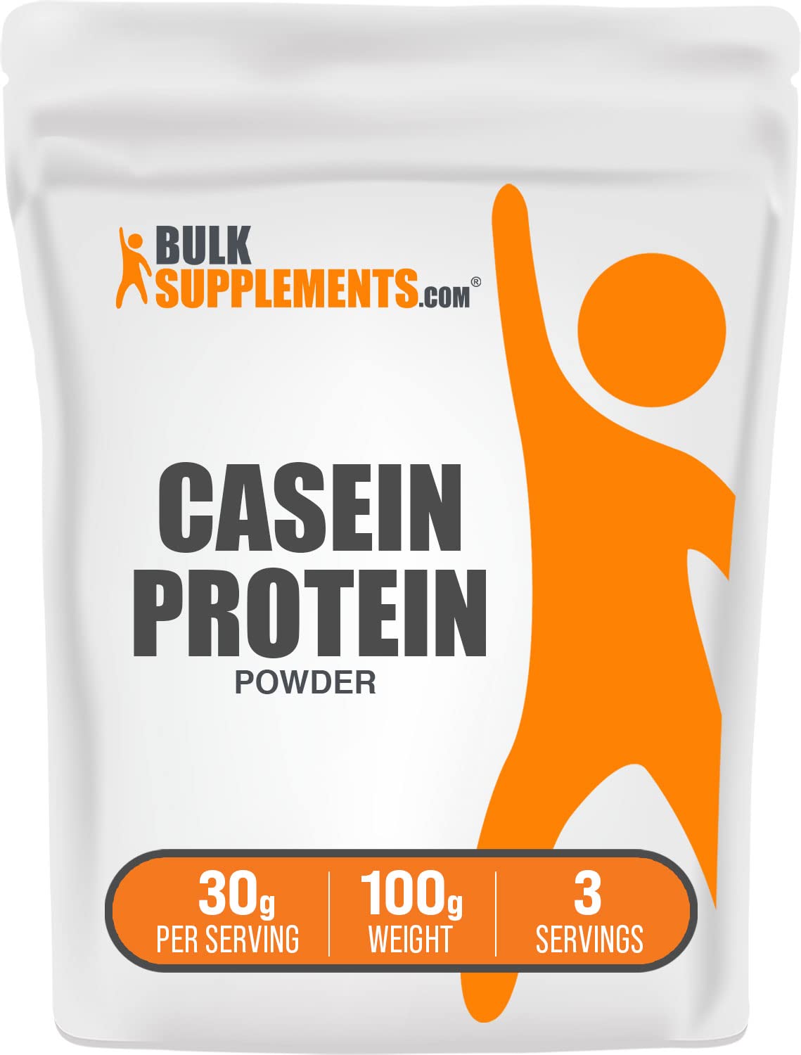 Micellar Casein Protein Powder - Slow Digesting, Unflavored & Gluten Free - 30g per Serving, 100g (3.5 oz) - Ideal for Nighttime Recovery & Muscle Growth