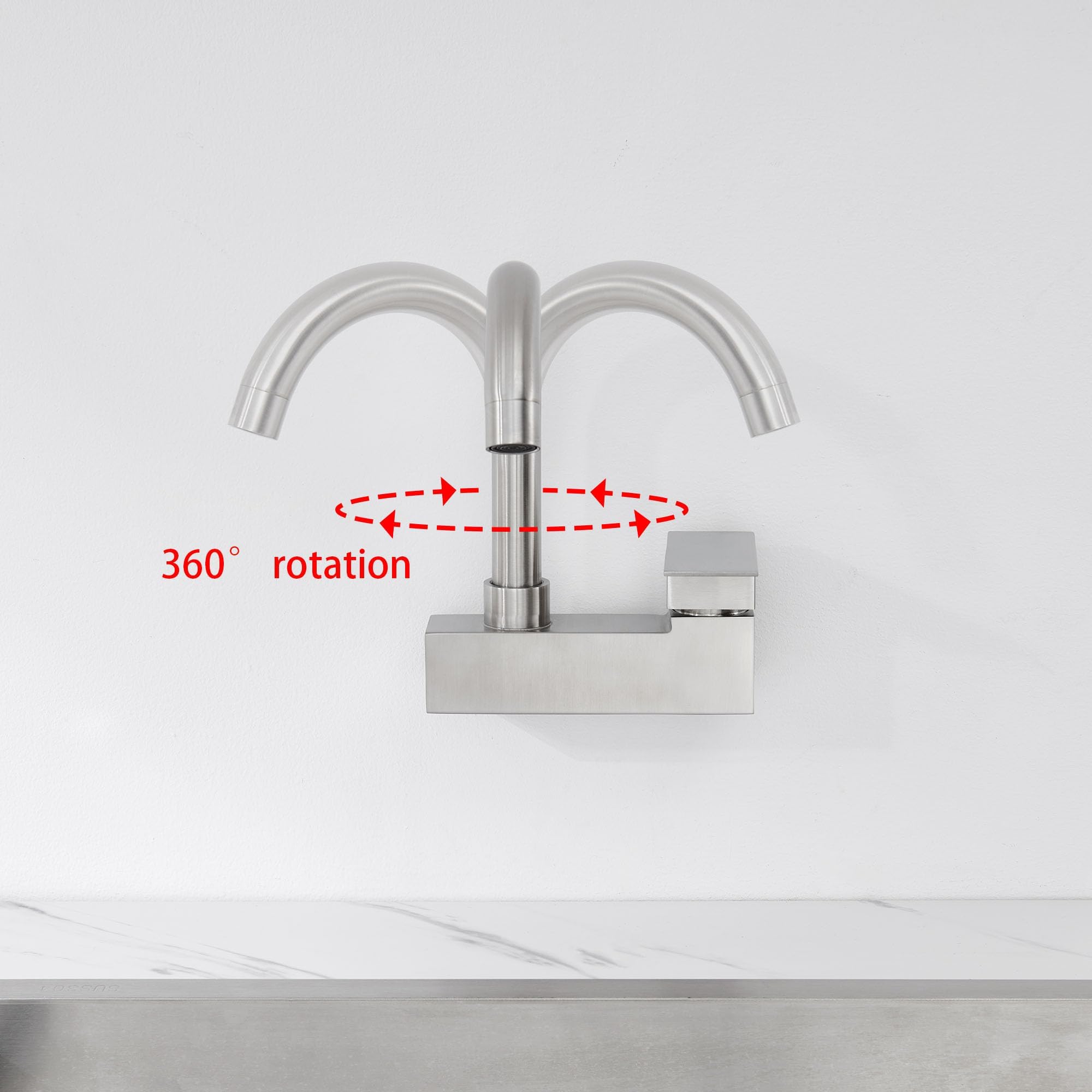 4 Inch Commercial Sink Faucet - Single Handle Wall Mount Kitchen Faucet, Brushed Nickel Mixer Tap for Laundry & Utility Sink, Lead-Free, Durable for Restaurant, Bar & Home Use