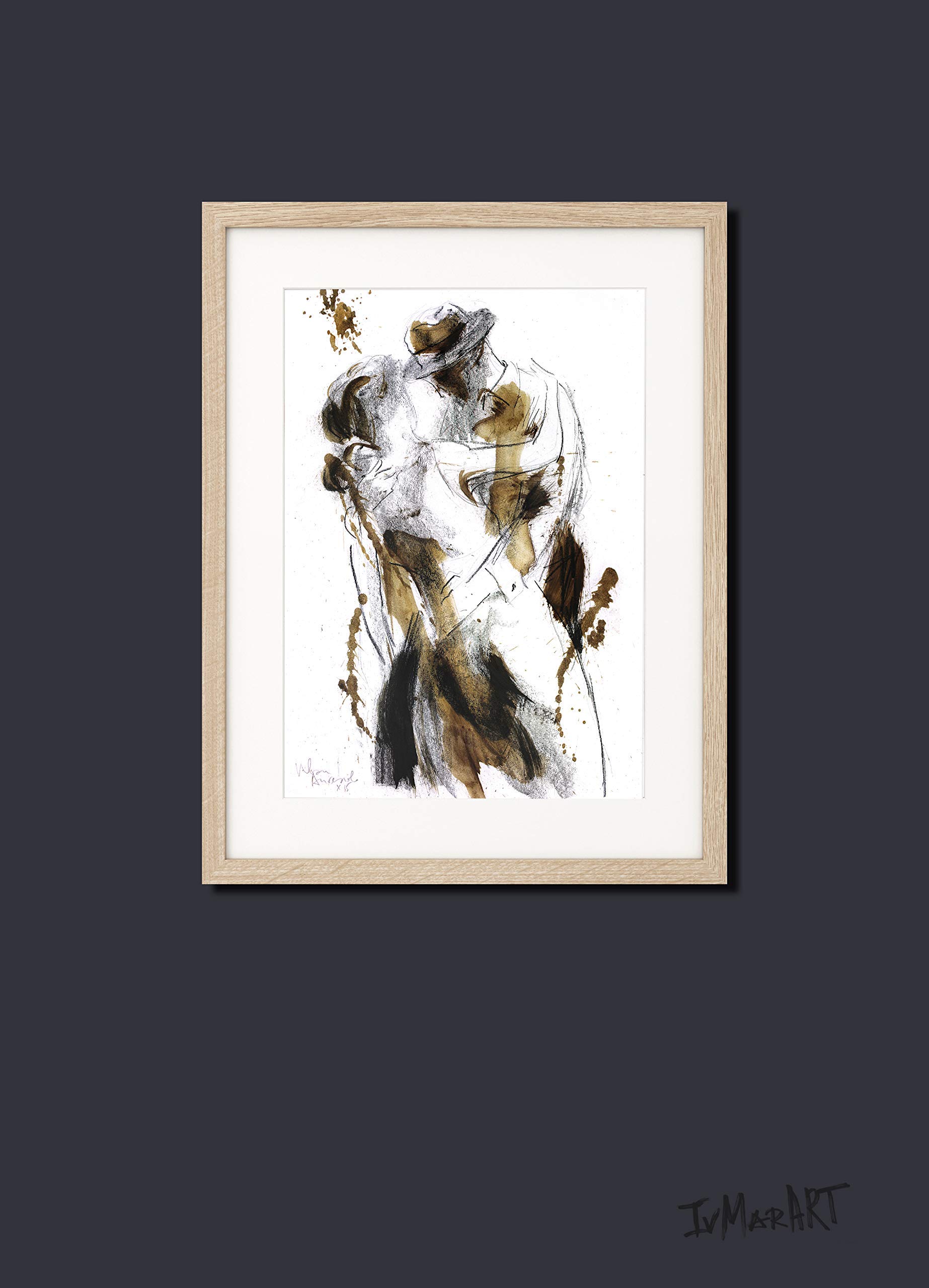 Dancing Couple Fine Art Print - Figurative Wall Decor for Bedroom, Living Room - Elegant Housewarming Gift - UNFRAMED Canvas Painting - Perfect for Romantic Home Decor & Wedding Presents
