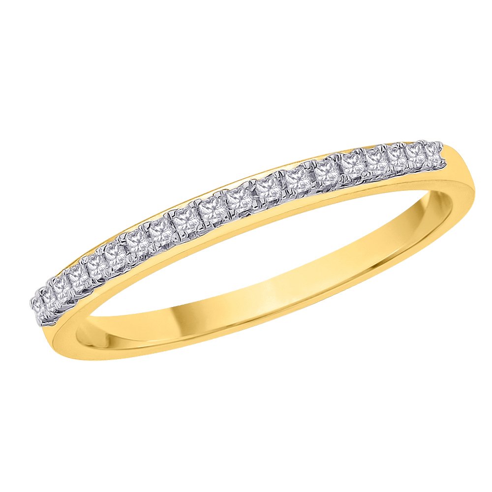 10K Gold Princess Cut Diamond Anniversary Wedding Band - Stackable Ring for Women (1/10 cttw) | Perfect for Bridal Sets, Engagement Stacking & Special Occasions