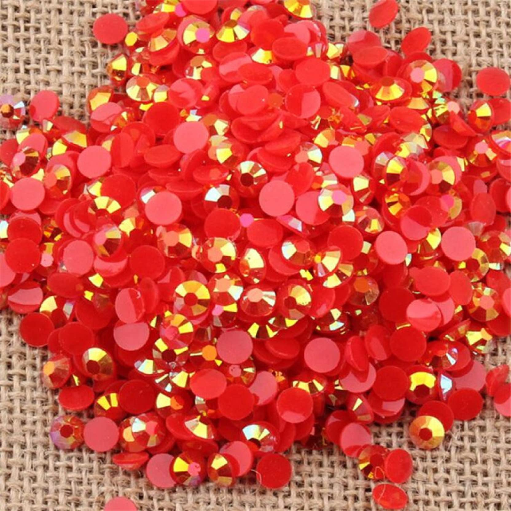 DIY Bling Red Jelly AB Color Resin Rhinestones - 1000pcs Flatback Resin Stones for Nail Art, Clothing Decoration, Jewelry Making & Craft Projects - Perfect for DIY Fashion Accessories, Scrapbooking & Home Decor