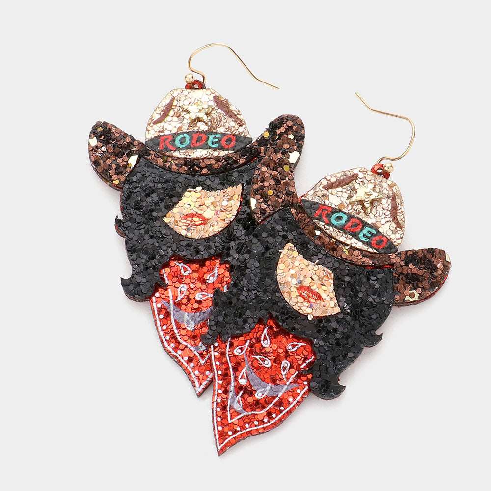Sparkling Red Sequin Cowgirl Dangle Earrings for Women | Western Rodeo Party Accessories | Perfect for Country Concerts, Festivals & Cowgirl Outfits