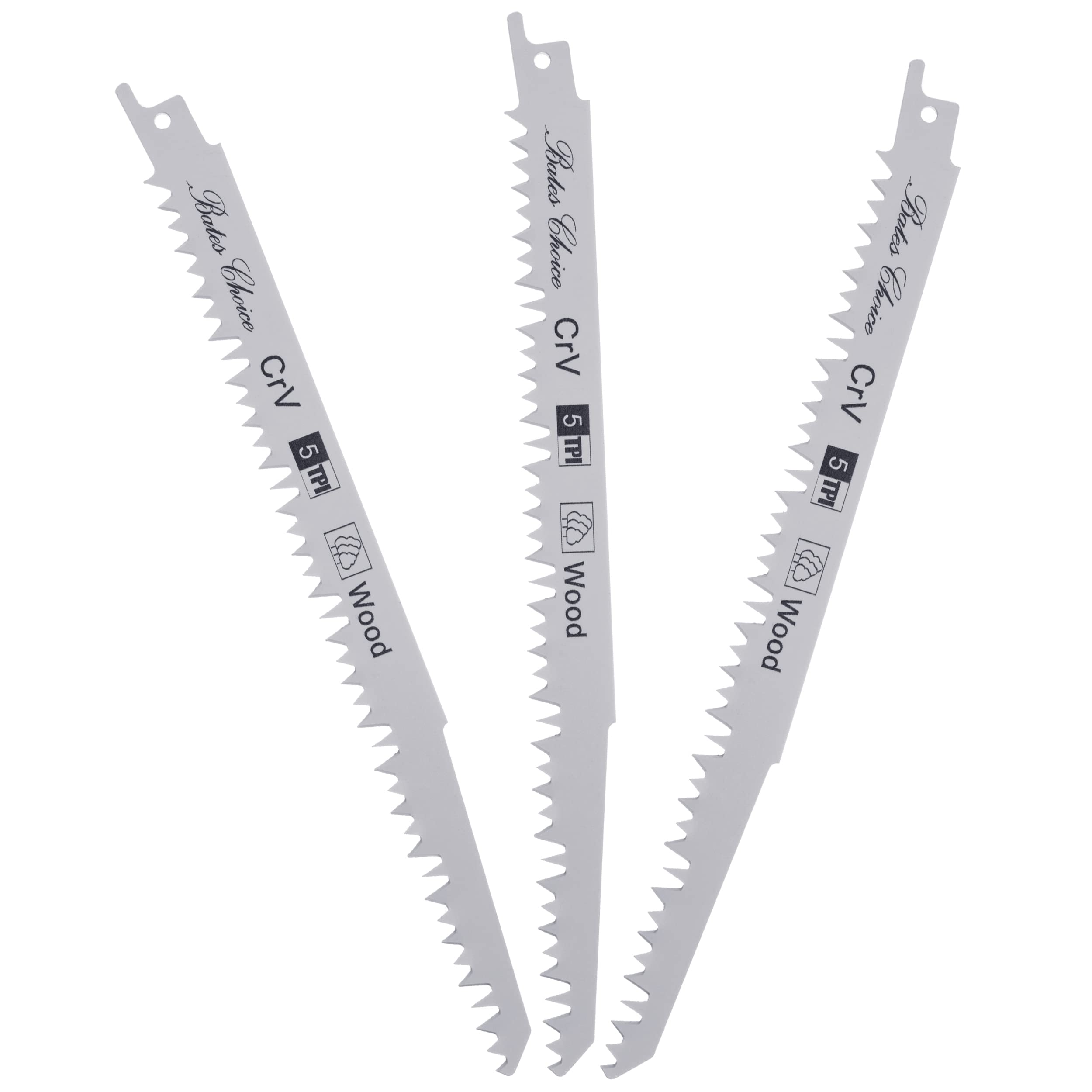 Bates 9-Inch Wood Pruning Reciprocating Saw Blades - 3 Pack | Sawzall Blades for Wood Cutting | Ideal for Tree Trimming, Landscaping & DIY Projects