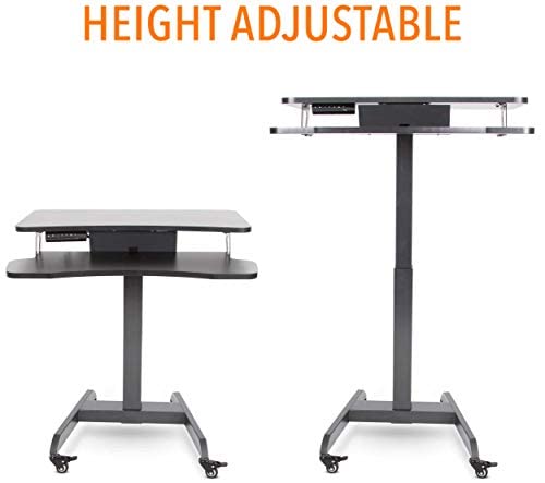 Stand Steady Cruizer Premier Rolling Electric Podium Desk - Adjustable Height Mobile Standing Desk with Wheels, Keyboard Tray & Programmable Controls - Compact Design for Office, School & Home Use (Black) - Perfect for Presentations, Remote Work & Classroom Teaching