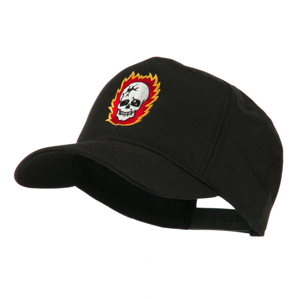 Skull with Flames Embroidered Baseball Cap - Halloween Party Hat for Men & Women - Perfect for Costume Parties, Trick or Treating, and Spooky Events