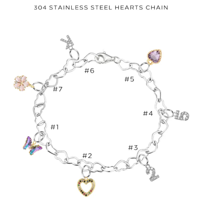 Charm Bracelet with Assorted Charms - Adjustable Silver Bracelet for Women & Girls - Perfect for Gifts, Birthdays & Everyday Wear