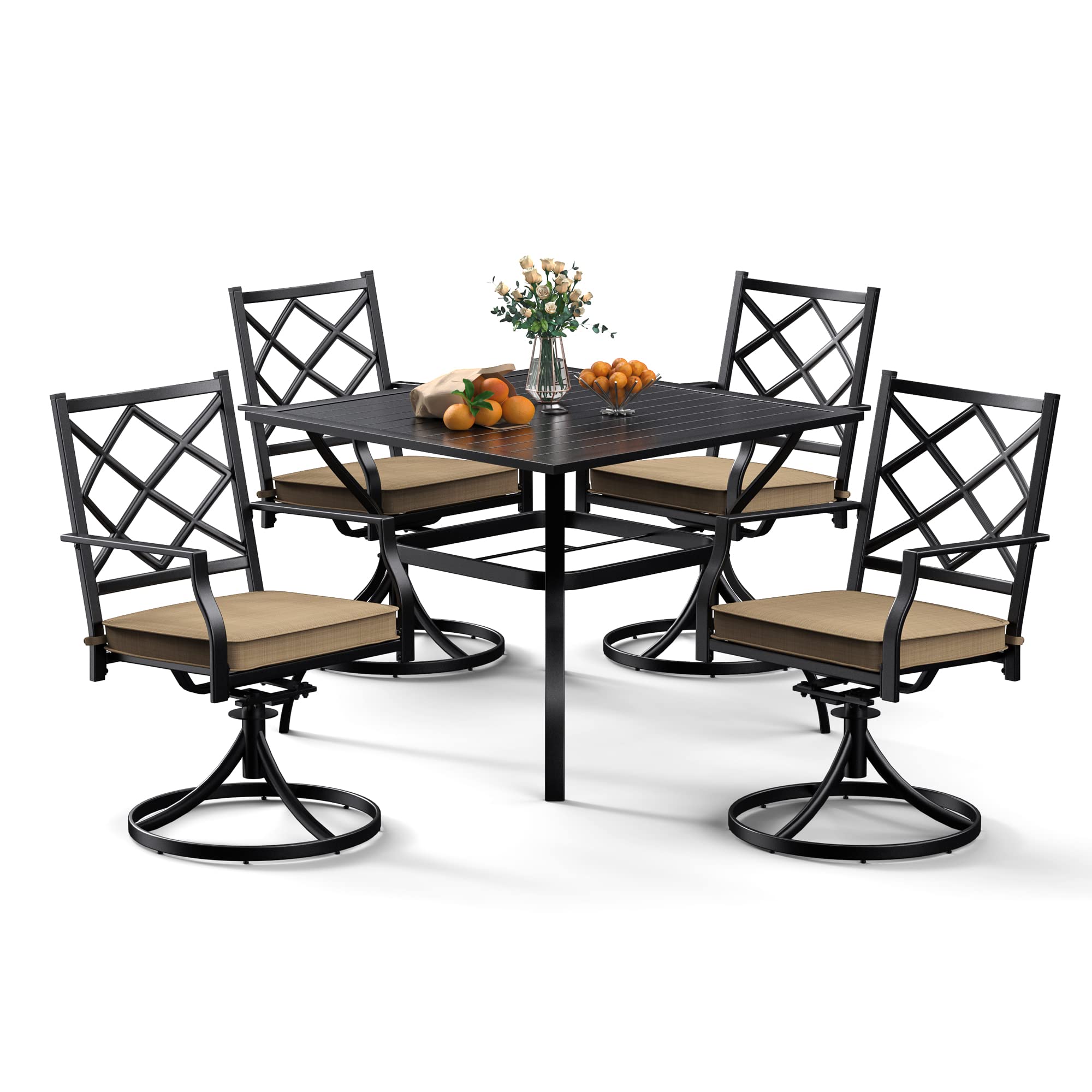 Bigroof 5-Piece Outdoor Patio Dining Set - Durable Metal Furniture for 4 People with 37