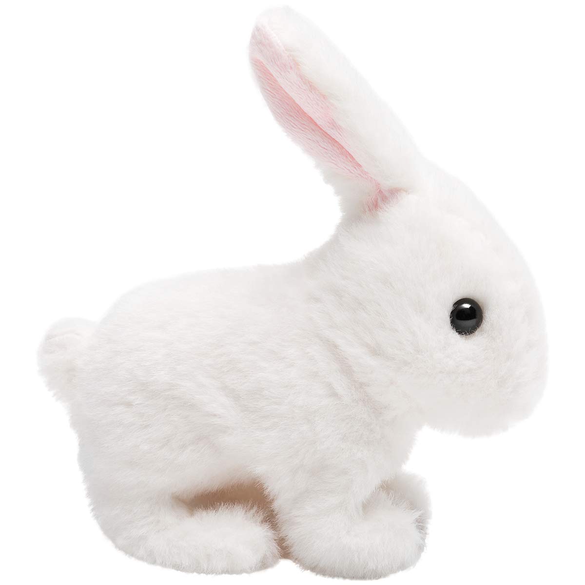 Soft Plush Rabbit Easter Electronic Interactive Toy - Jumping Bunny with Wiggle Ears & Moving Mouth - 7 Inch White Stuffed Animal Gift for Kids - Perfect for Easter Baskets, Birthday Presents & Toddler Playtime