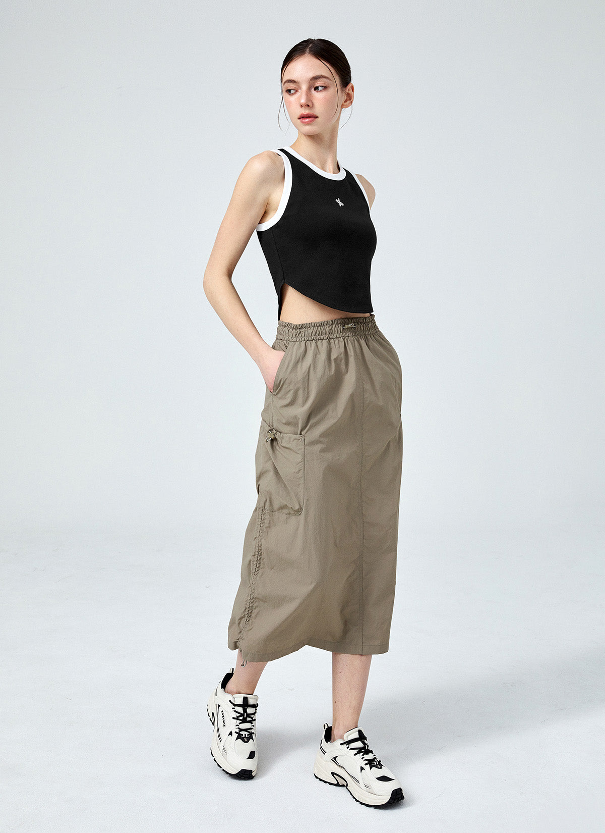 Comfortable Utility Cargo Long Skirts for Women - Stretchable Casual Maxi Skirt with Pockets for Hiking, Travel & Everyday Wear