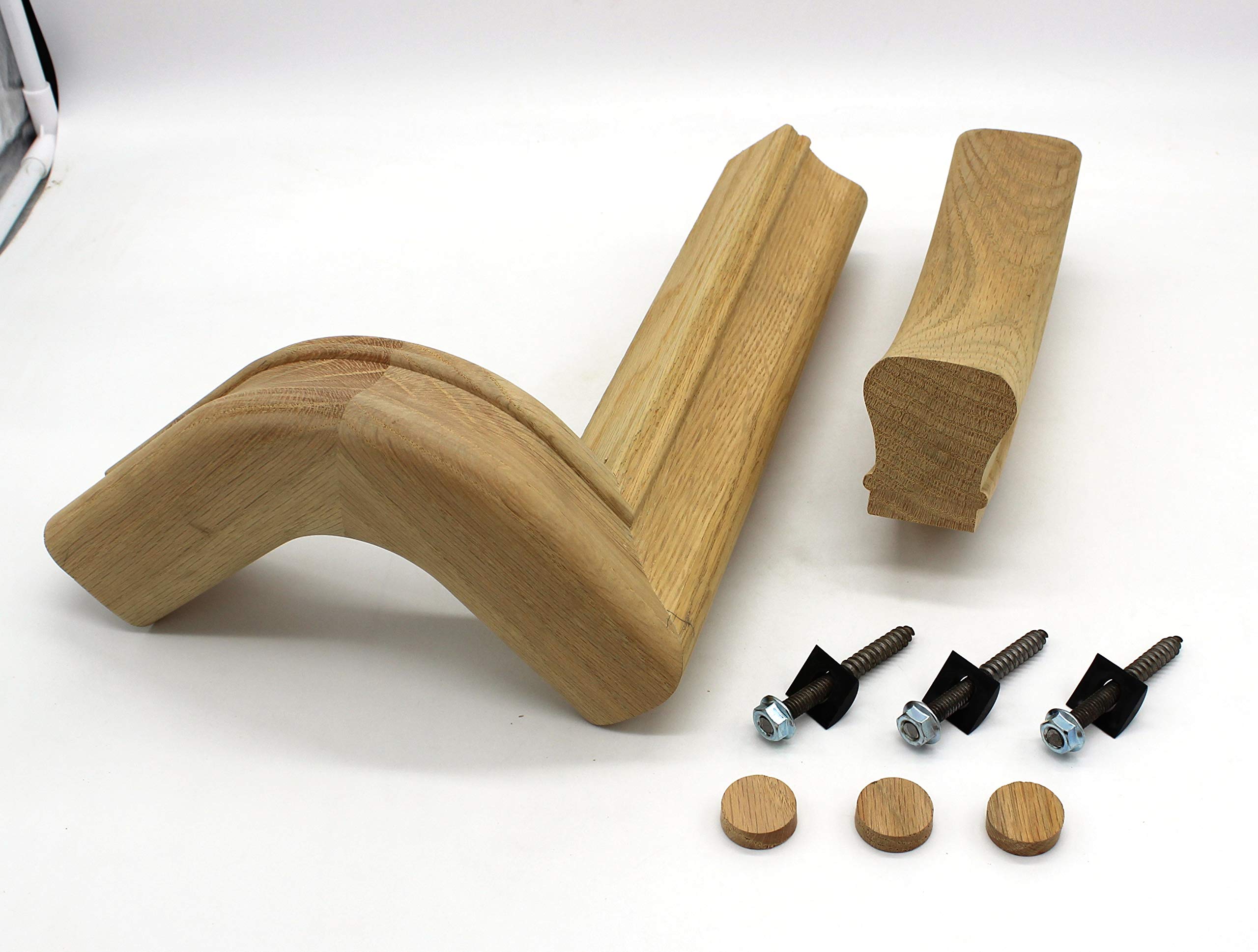 90 Degree Left Hand Gooseneck 2 Rise Stair Handrail - 6010 Series Hardwood Red Oak - No Cap Quarterturn Design for Staircase Safety & Elegant Home Decor