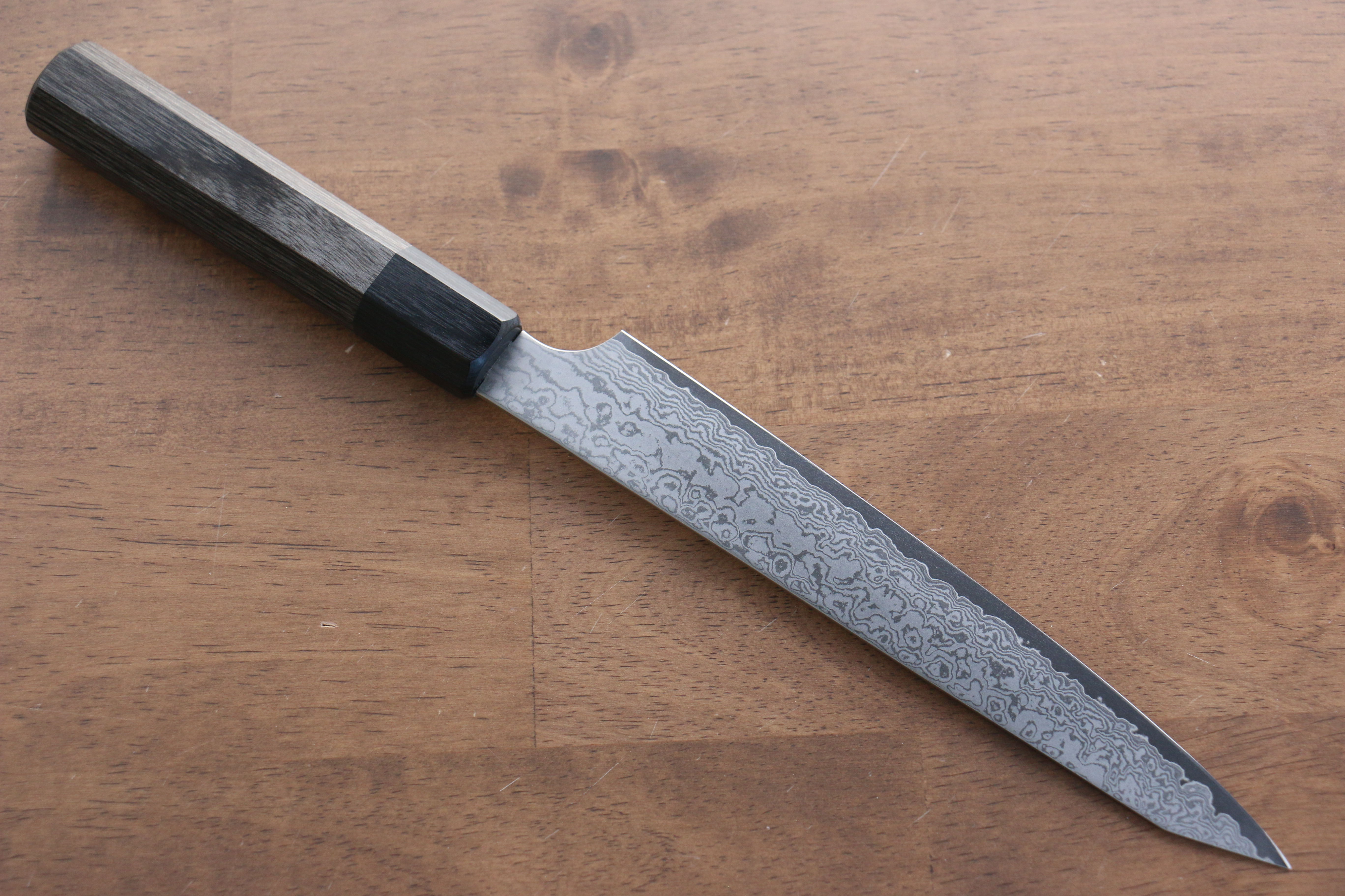 Seisuke VG10 33-Layer Damascus Kiritsuke Petty Utility Knife 180mm - Gray Pakkawood Handle - Perfect for Slicing, Chopping & Precision Kitchen Tasks