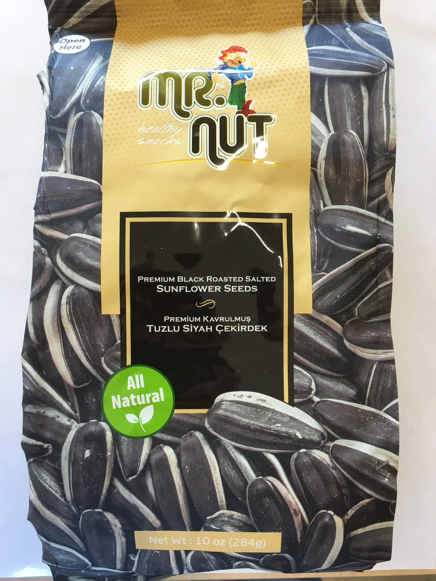 Premium Black Roasted & Salted Sunflower Seeds by Mr Nut - 10oz (284g) | Healthy Snack for Road Trips, Movie Nights & Office Breaks