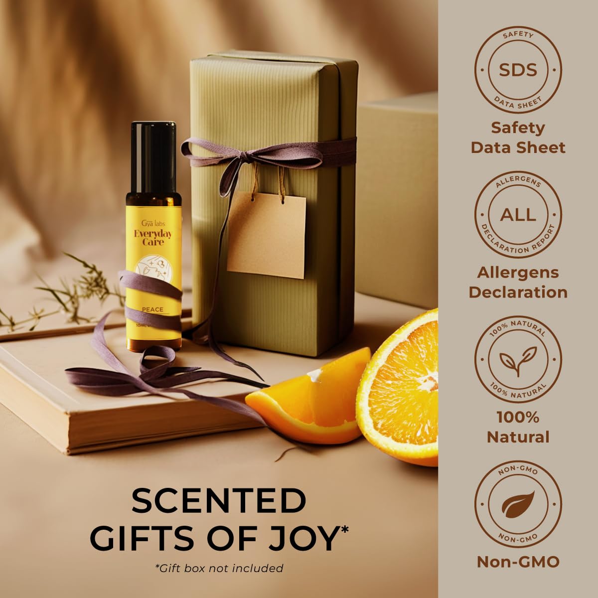 Gya Labs 100% Pure Peace Essential Oil Roll-On - Natural Calming Aromatherapy Oil for Stress Relief & Relaxation, Travel Size (0.34 Fl Oz) | Blend with Patchouli & Frankincense | Perfect for Meditation, Yoga, Sleep Aid & Anxiety Relief