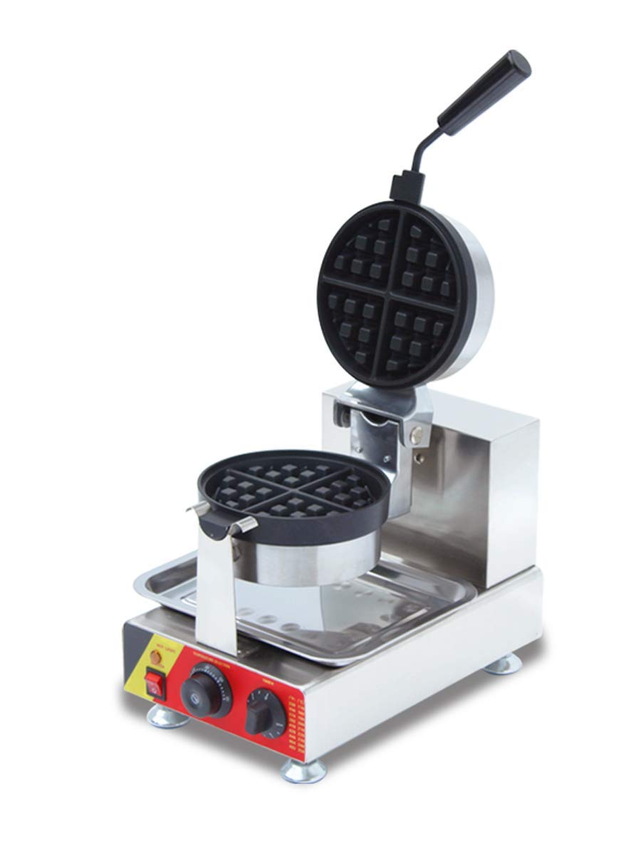 INTBUYING Single Rotary Waffle Maker Machine - Stainless Steel Sticks Baker with 110V - Perfect for Home, Cafes, and Breakfast Restaurants