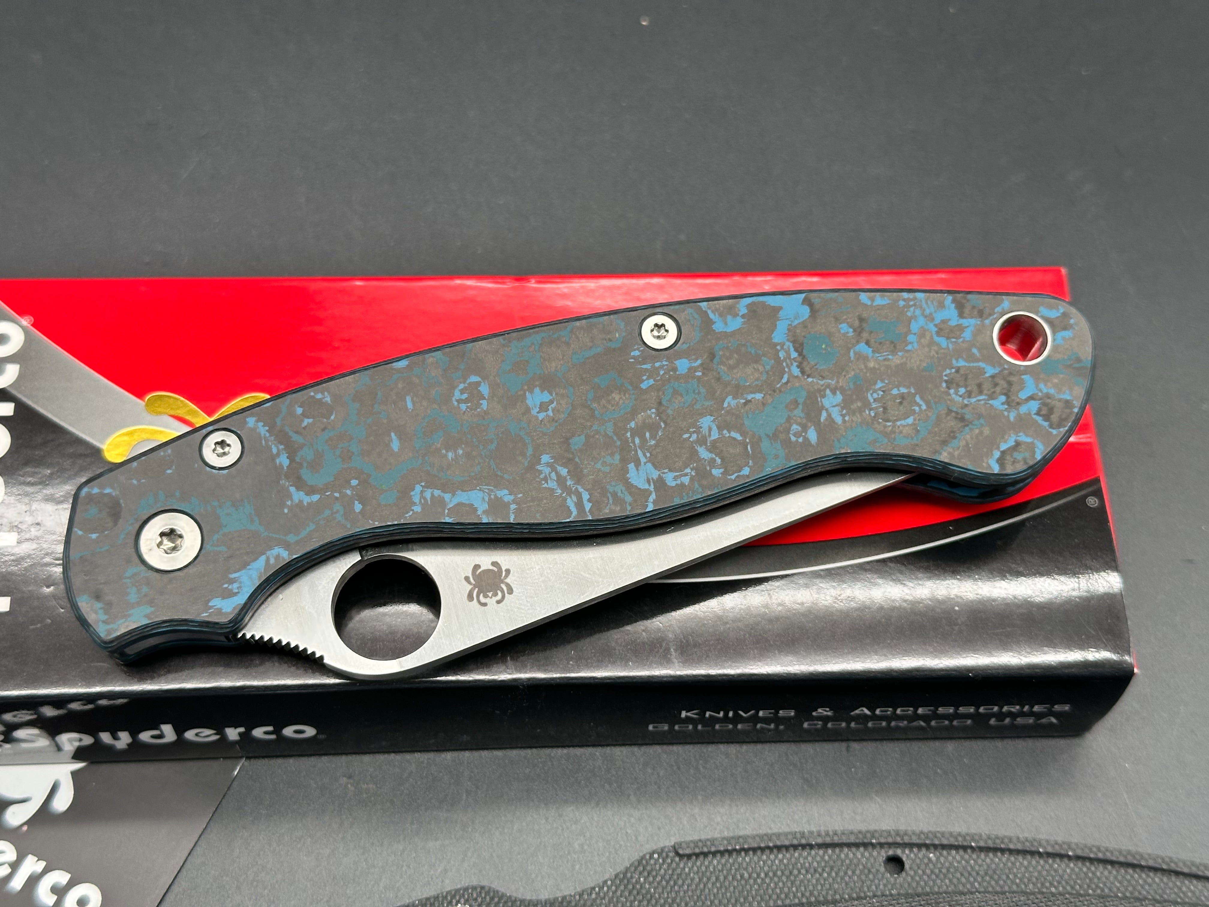 Spyderco Military 2 Folding Knife - S30V Satin Blade, Arctic Storm Carbon Fiber Handle with Compression Lock - EDC, Outdoor Survival, Camping & Tactical Use