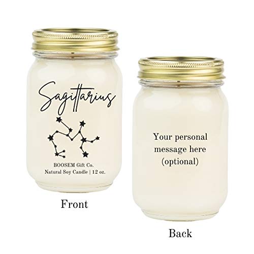 Unique Sagittarius Zodiac Gifts for Women - Personalized Soy Candle with Birth Sign - Perfect for Birthdays, Christmas & Home Decor