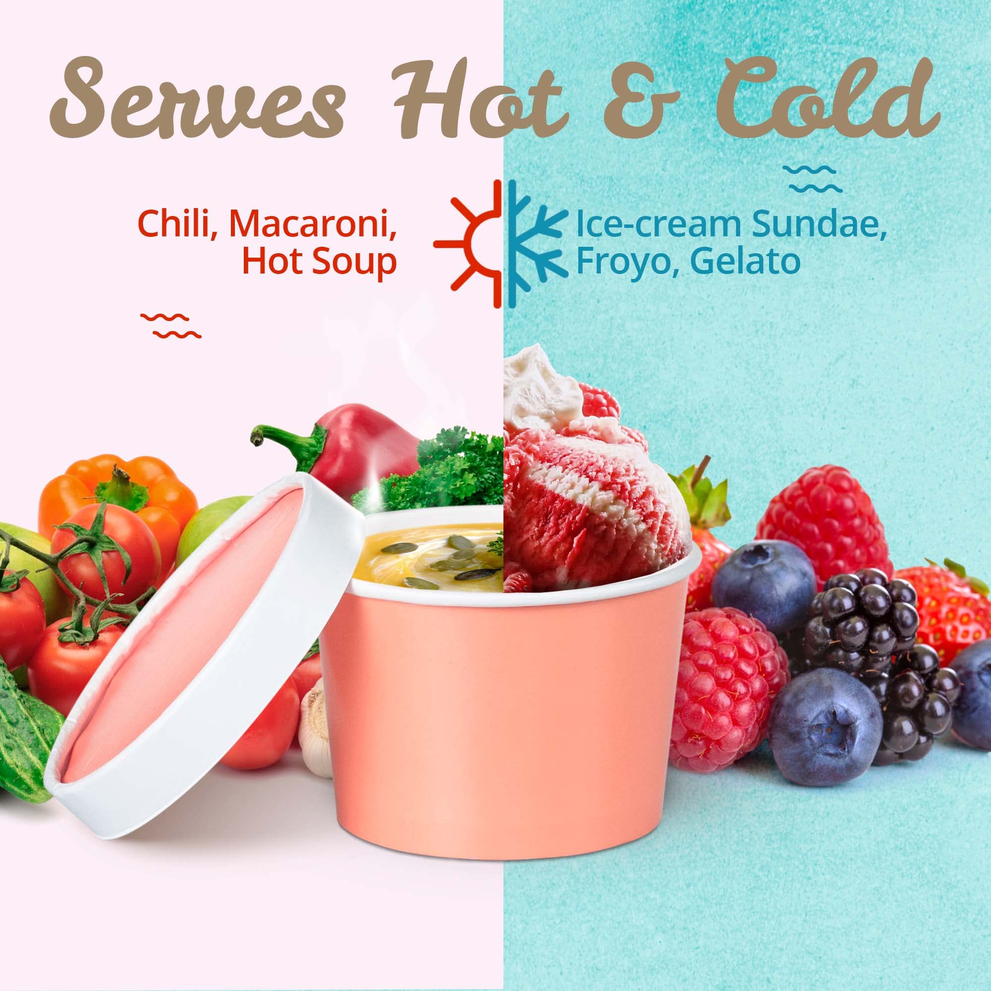 MATICAN 9-Oz Disposable Ice Cream Cups with Lids - 40-Pack Pastel Colored Paper Soup Containers for Desserts, Parties & Takeout | BPA-Free, Eco-Friendly & Leak-Proof