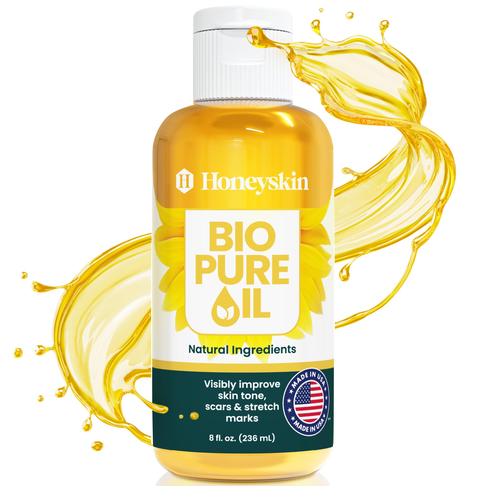 Bio Pure Organic Sweet Almond & Jojoba Skincare Oil - Natural Moisturizer for Dry Skin, Stretch Mark Prevention & Scar Treatment - Pregnancy Safe, 8oz - Perfect for Daily Hydration & Postpartum Care